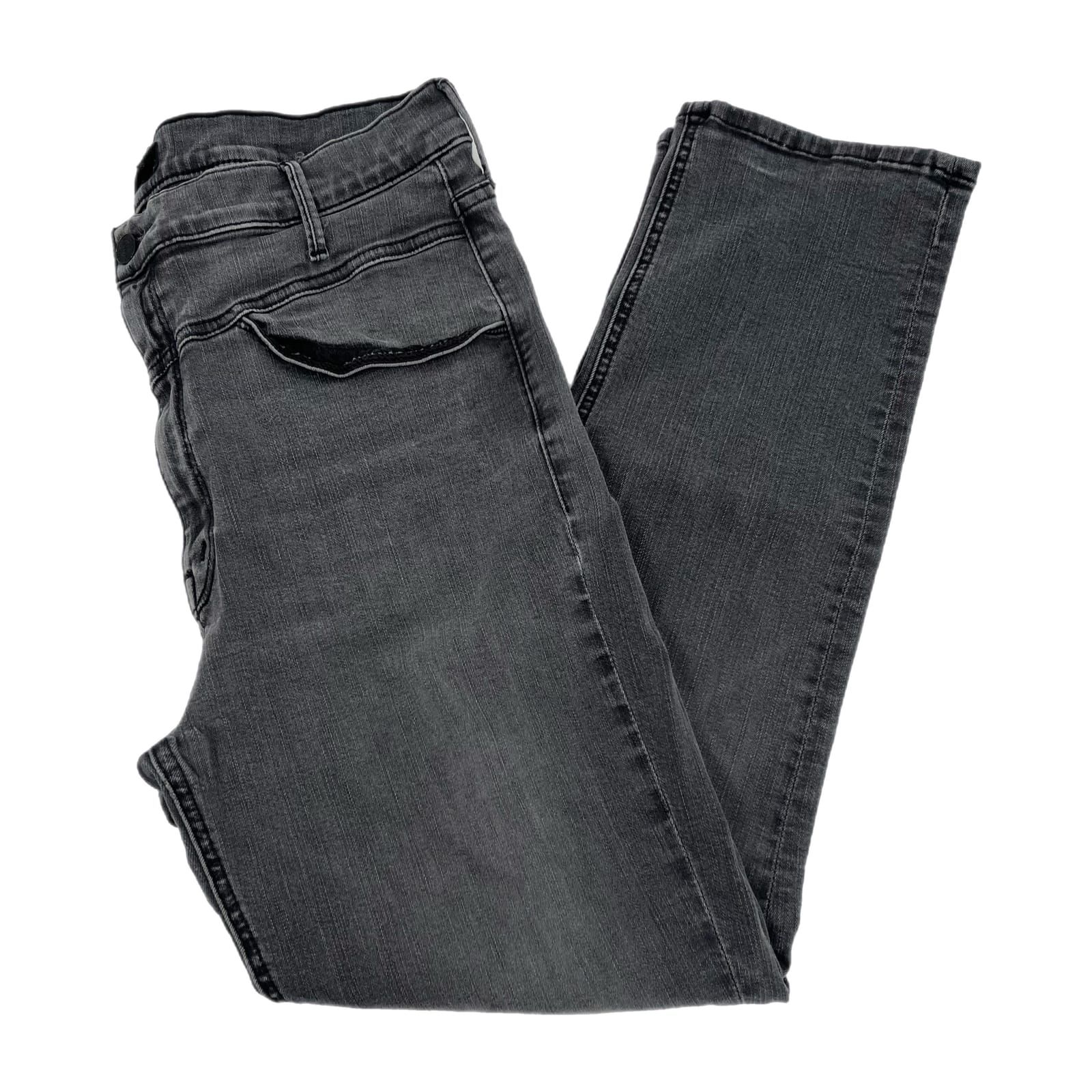 MOTHER Gray Dazzler Yoke Front Ankle High Rise Jeans