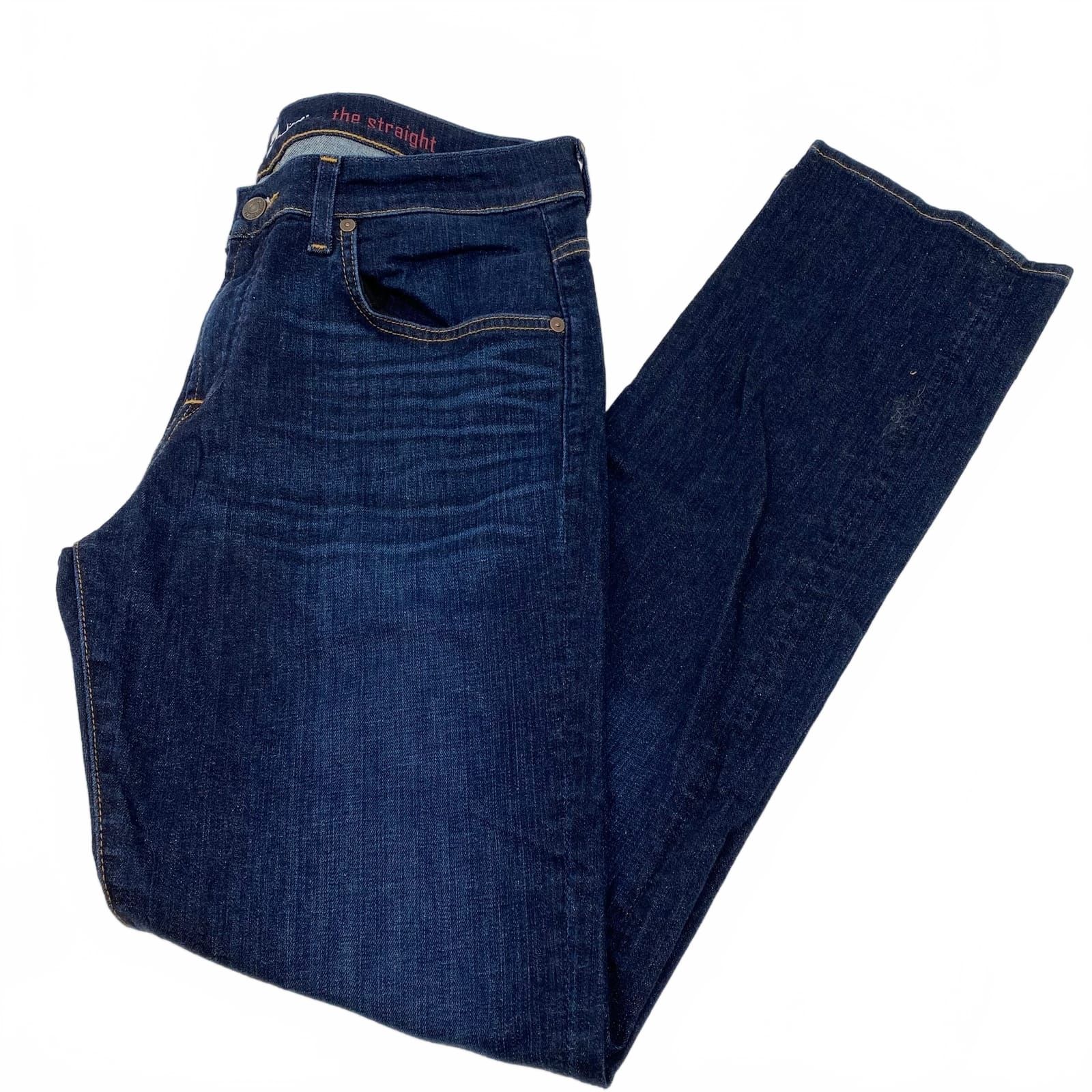7 For All Mankind Blue Cotton Blend Straight Jeans