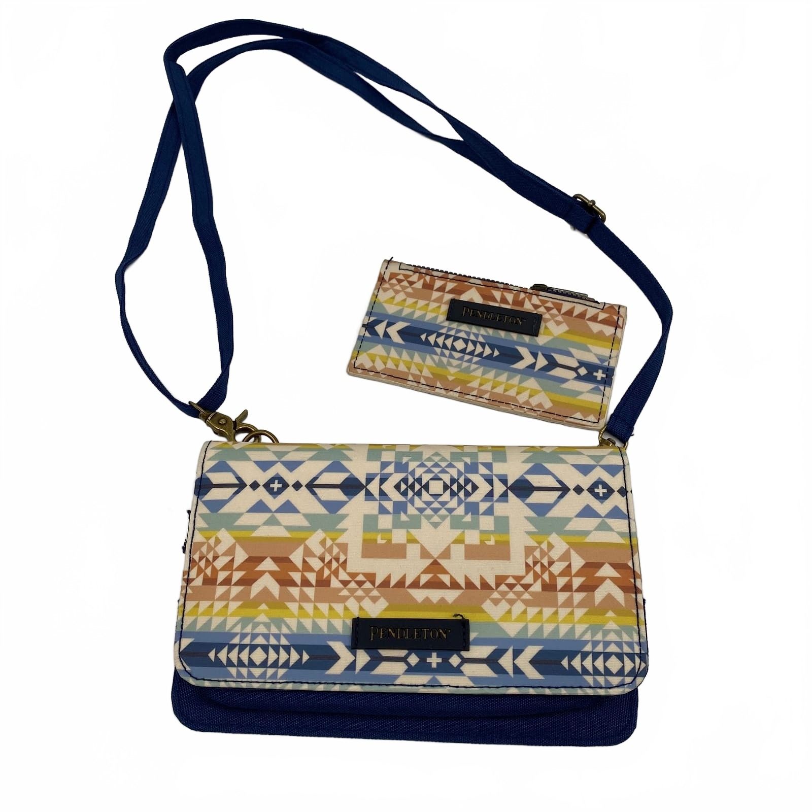 Pendleton Blue Canvas Crossbody Wallet Set