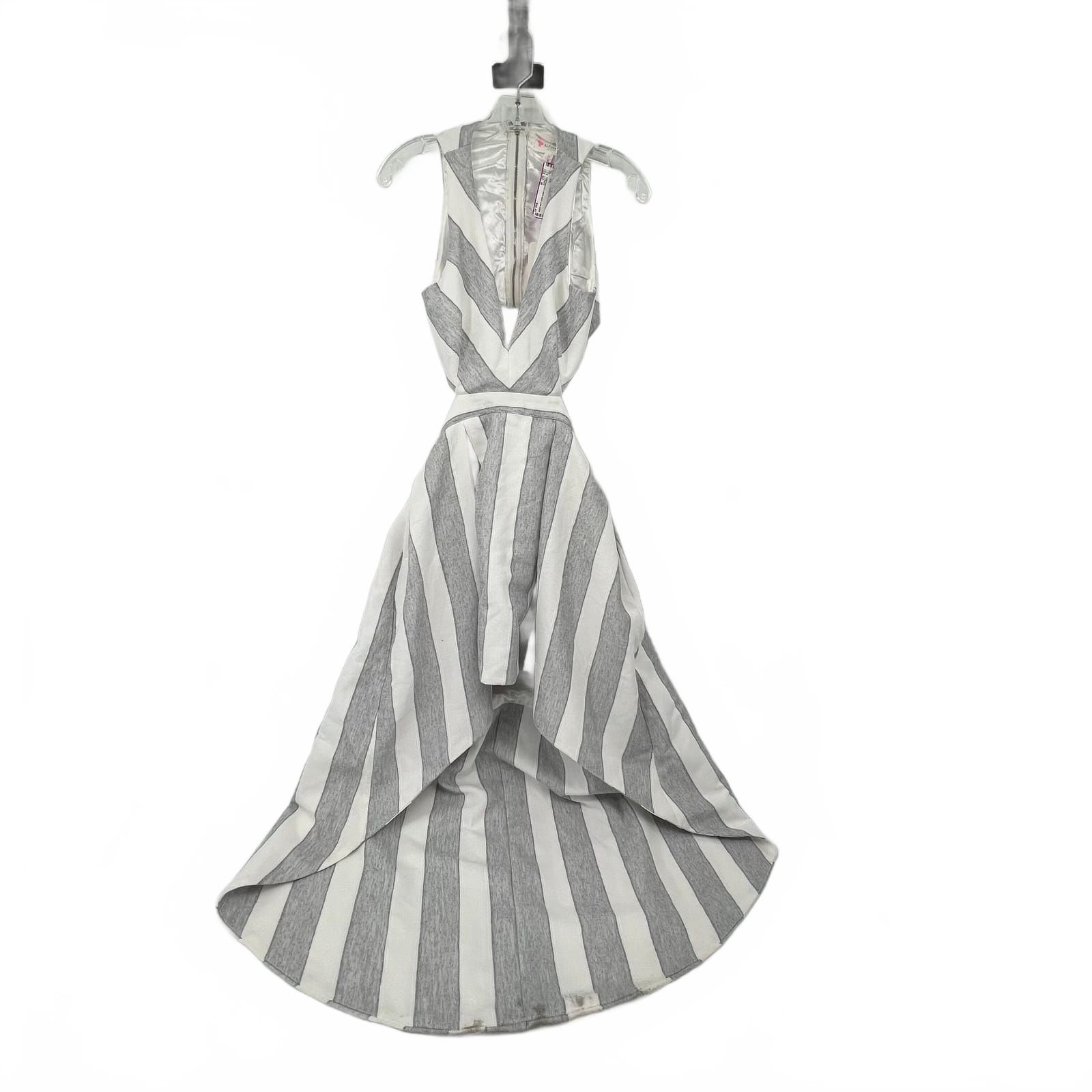 L’atiste Gray/White Linen High/Low Dress