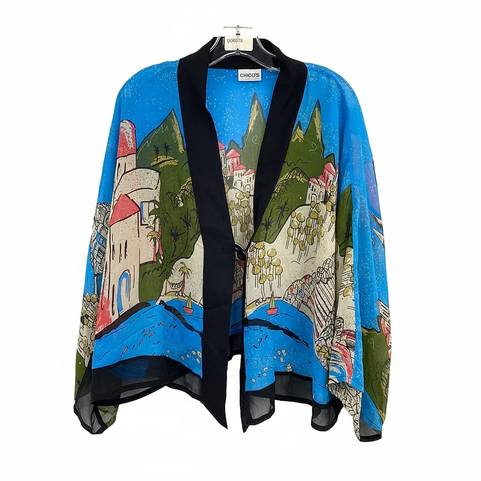 Chico's Blue-Black Silk Shawl Wrap