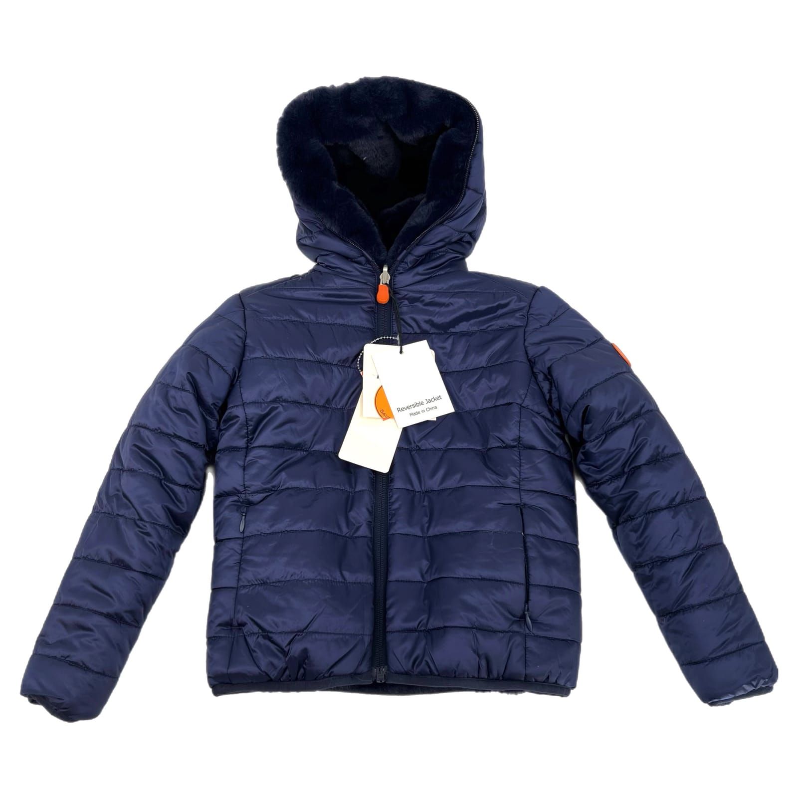 Save the Duck Blue Reversible Fuzzy Lined Puffer Jacket