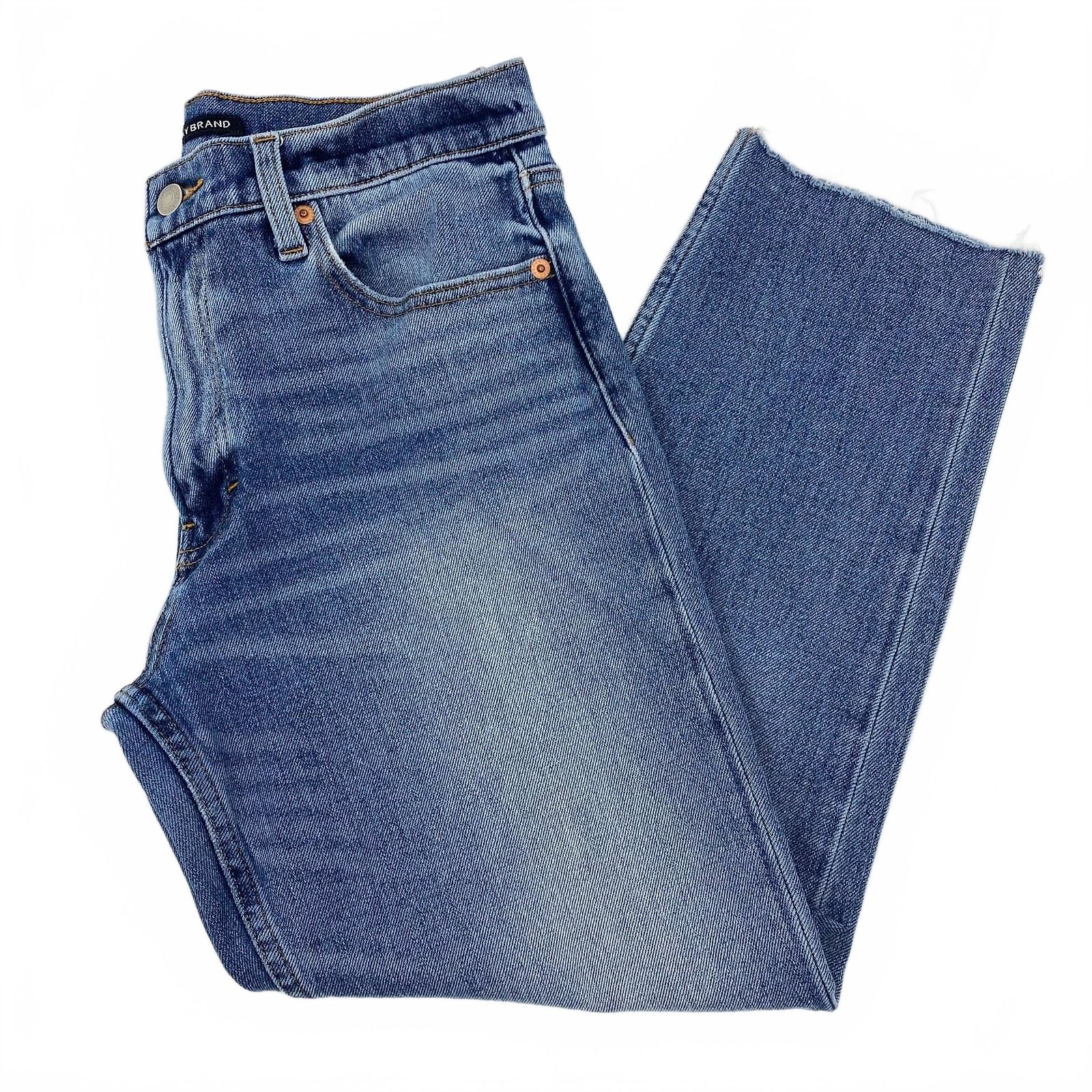 Lucky Brand Blue Denim Medium Wash Distressed Relaxed Taper Jeans
