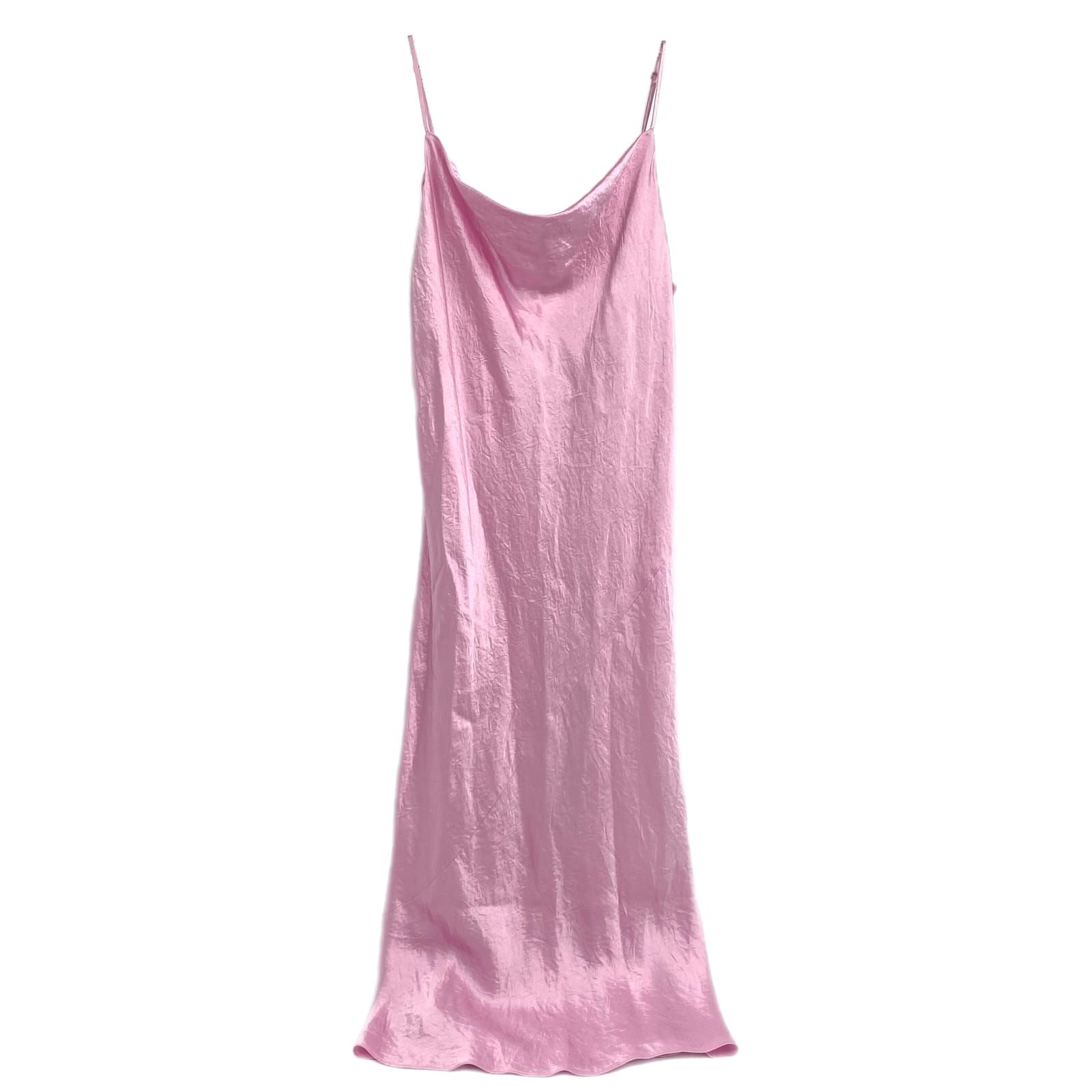 Babaton Pink Satin Cowl Neck Midi Dress