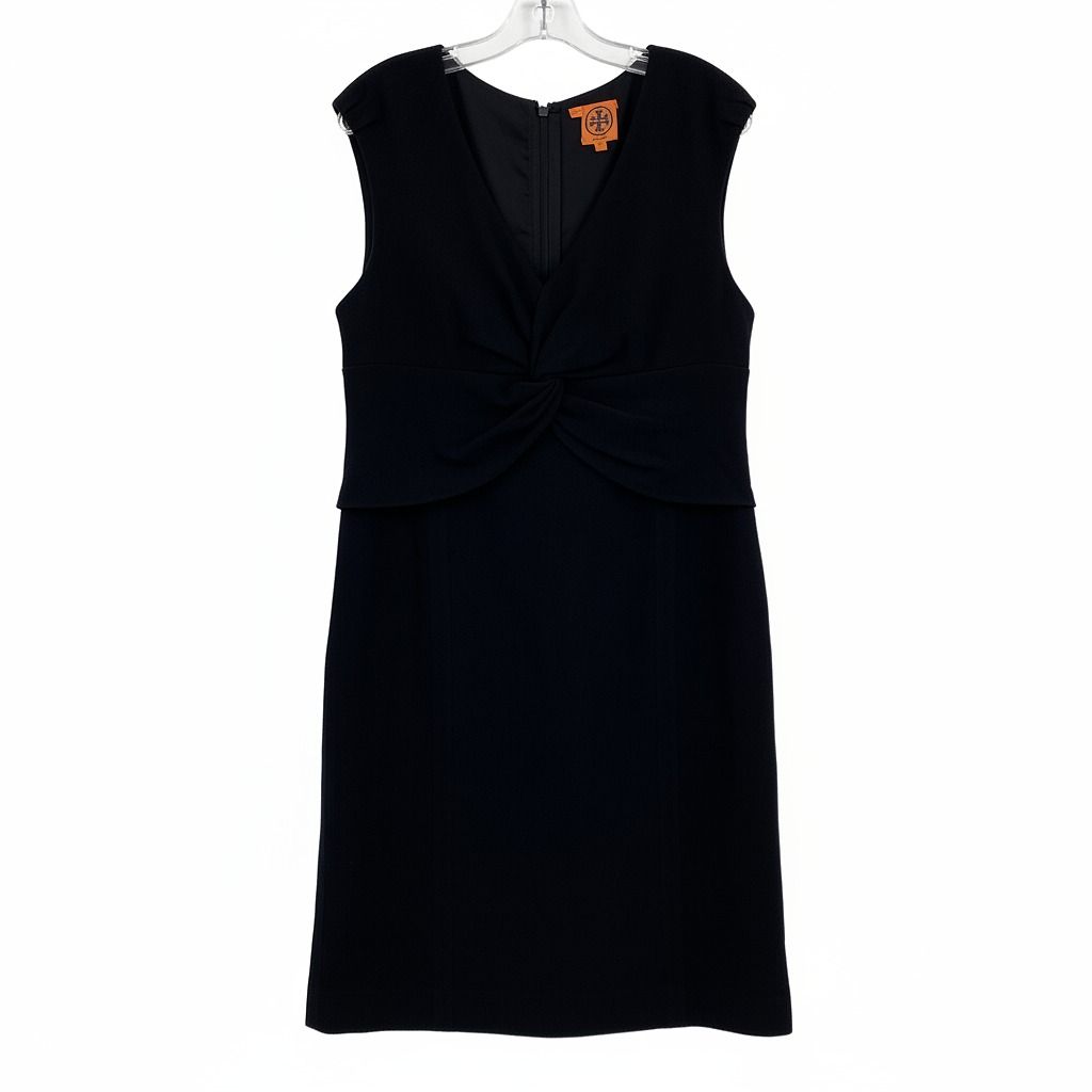 Tory Burch Black Wool Sleeveless Twist Front Dress