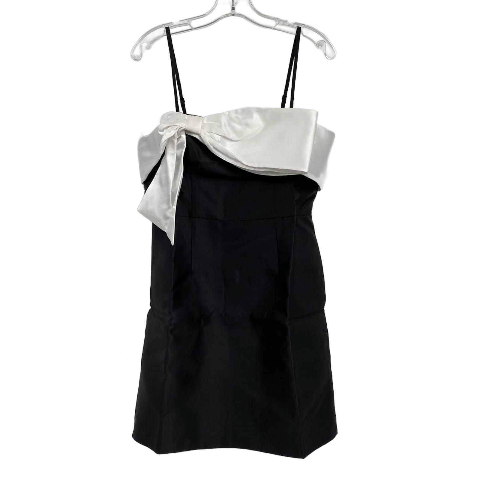 Hutch Black White Satin Bow Mini Dress