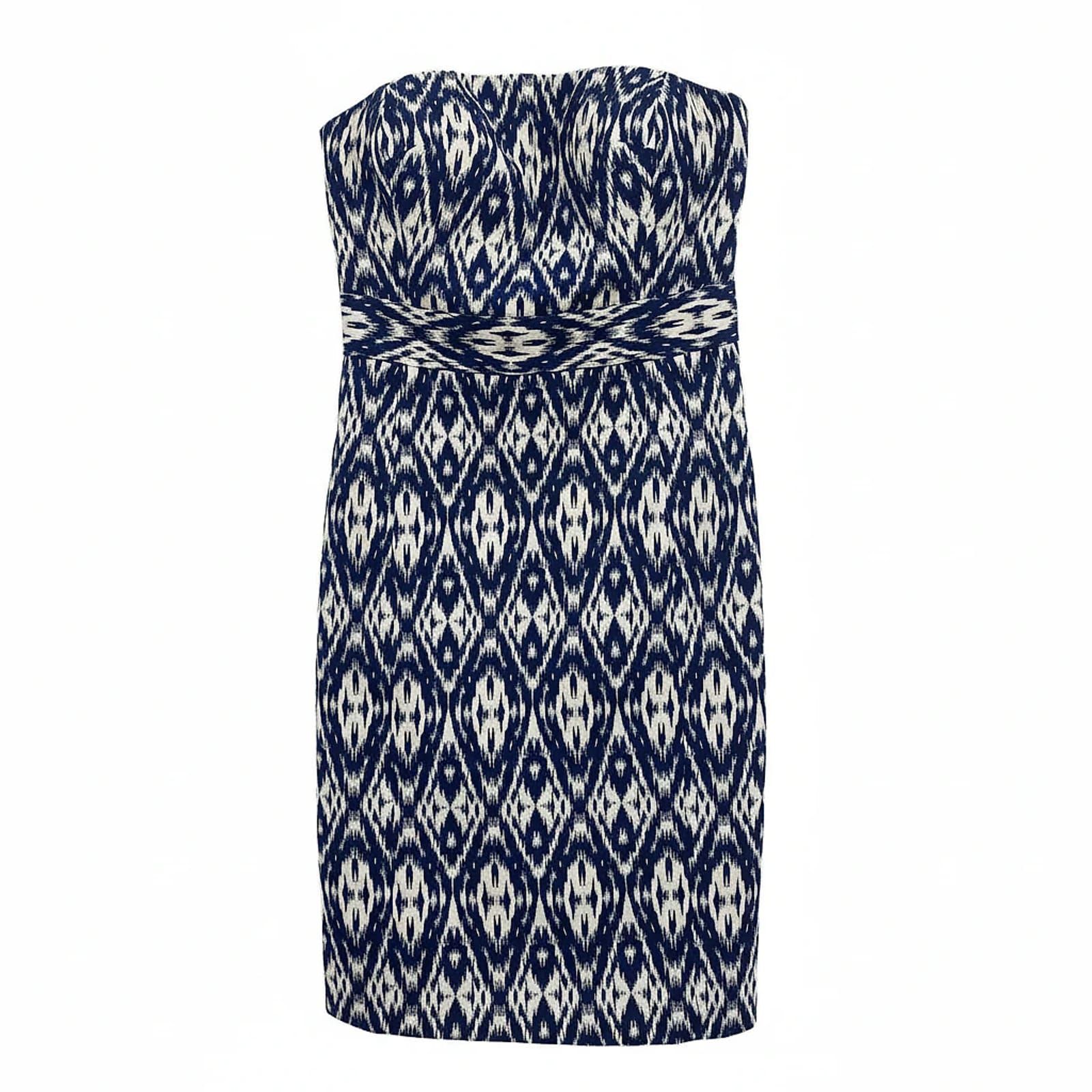 Banana Republic Blue White Strapless Mini Dress