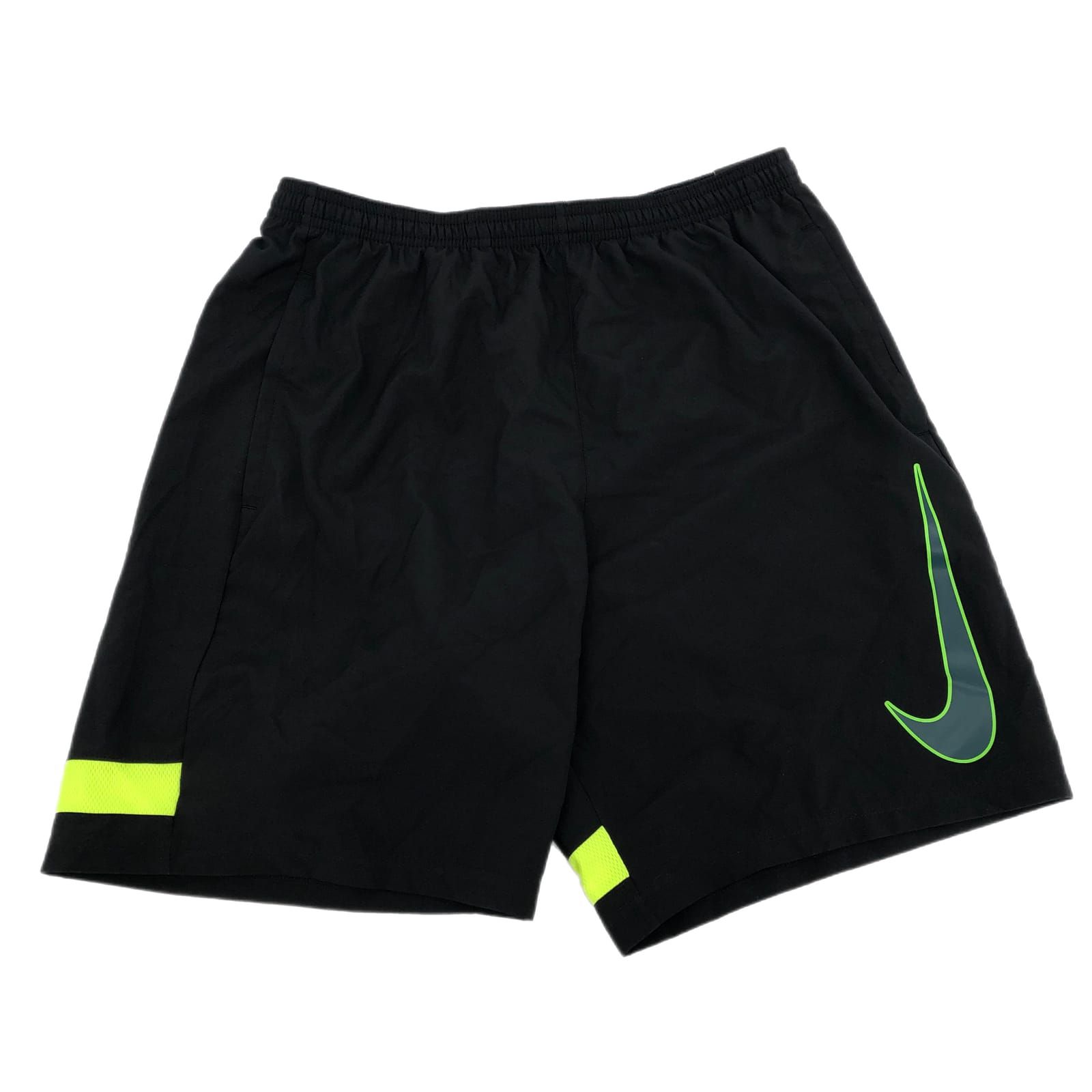 New W/ Defects Nike Men's Athletic Shorts Black/Green, Size M - 'SAMPLE' Marked