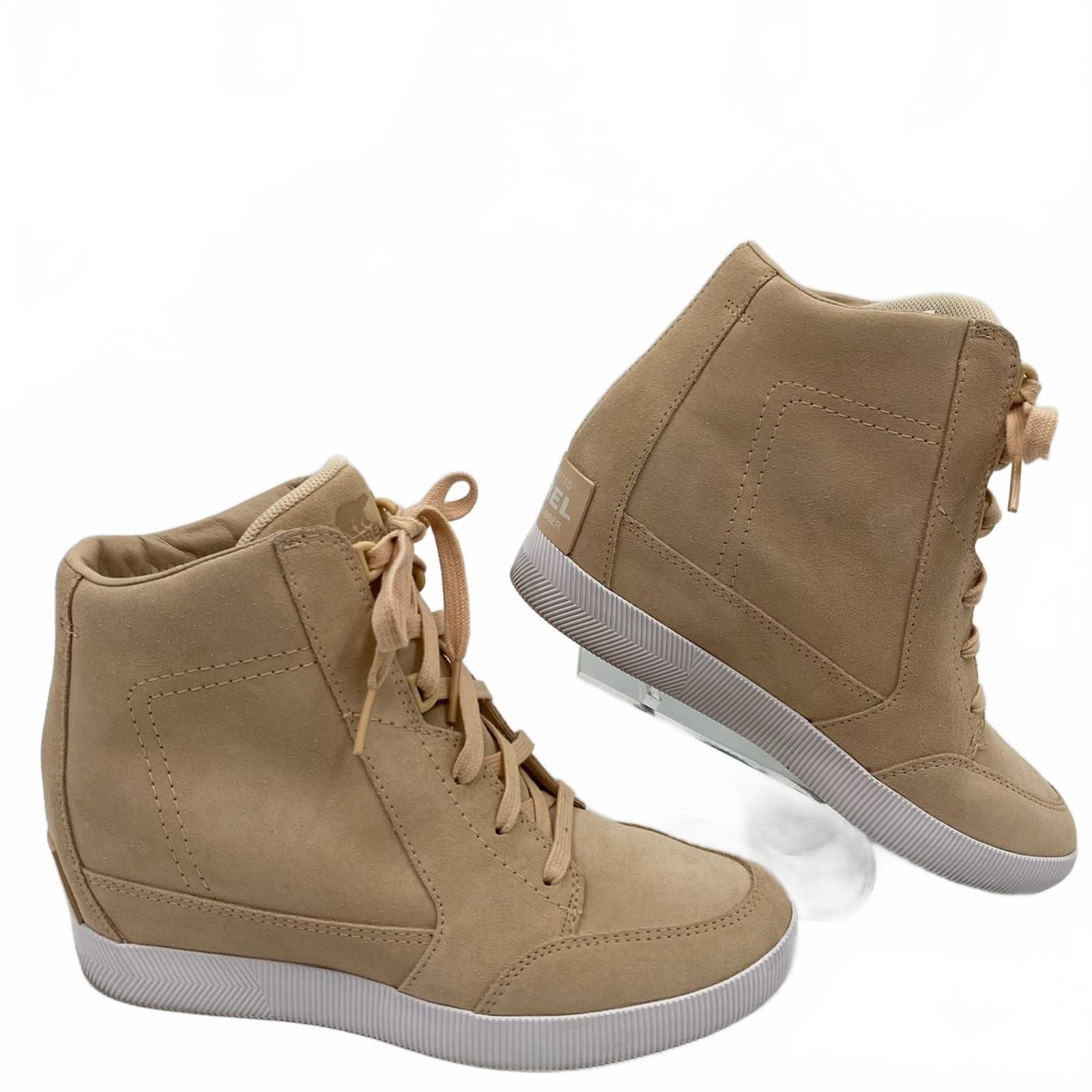 Sorel Beige Suede Wedge Sneakers