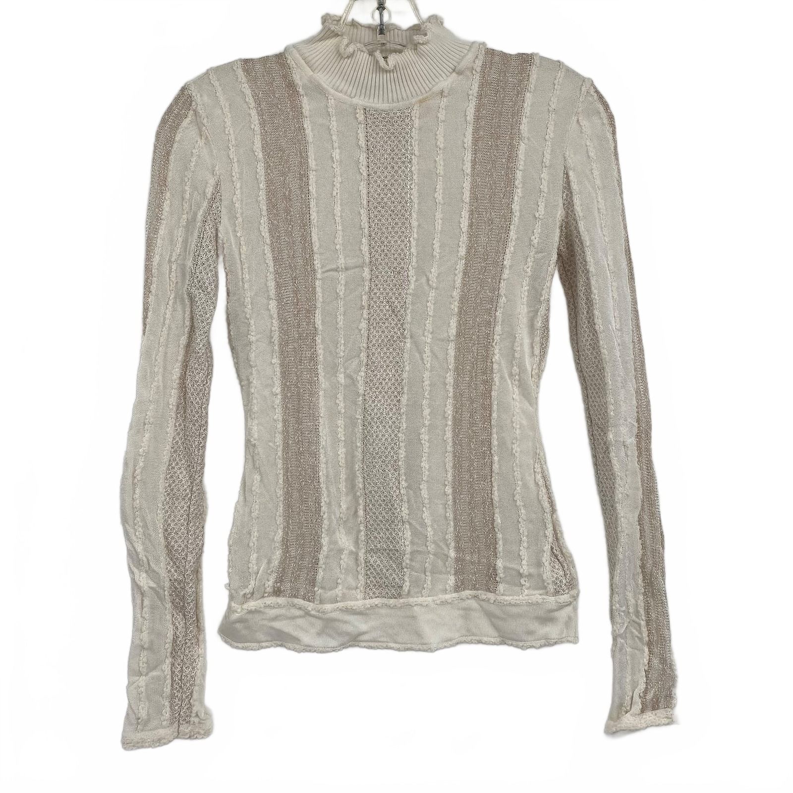 Roberto Cavalli Cream Vintage Sparkle Striped Knit Top