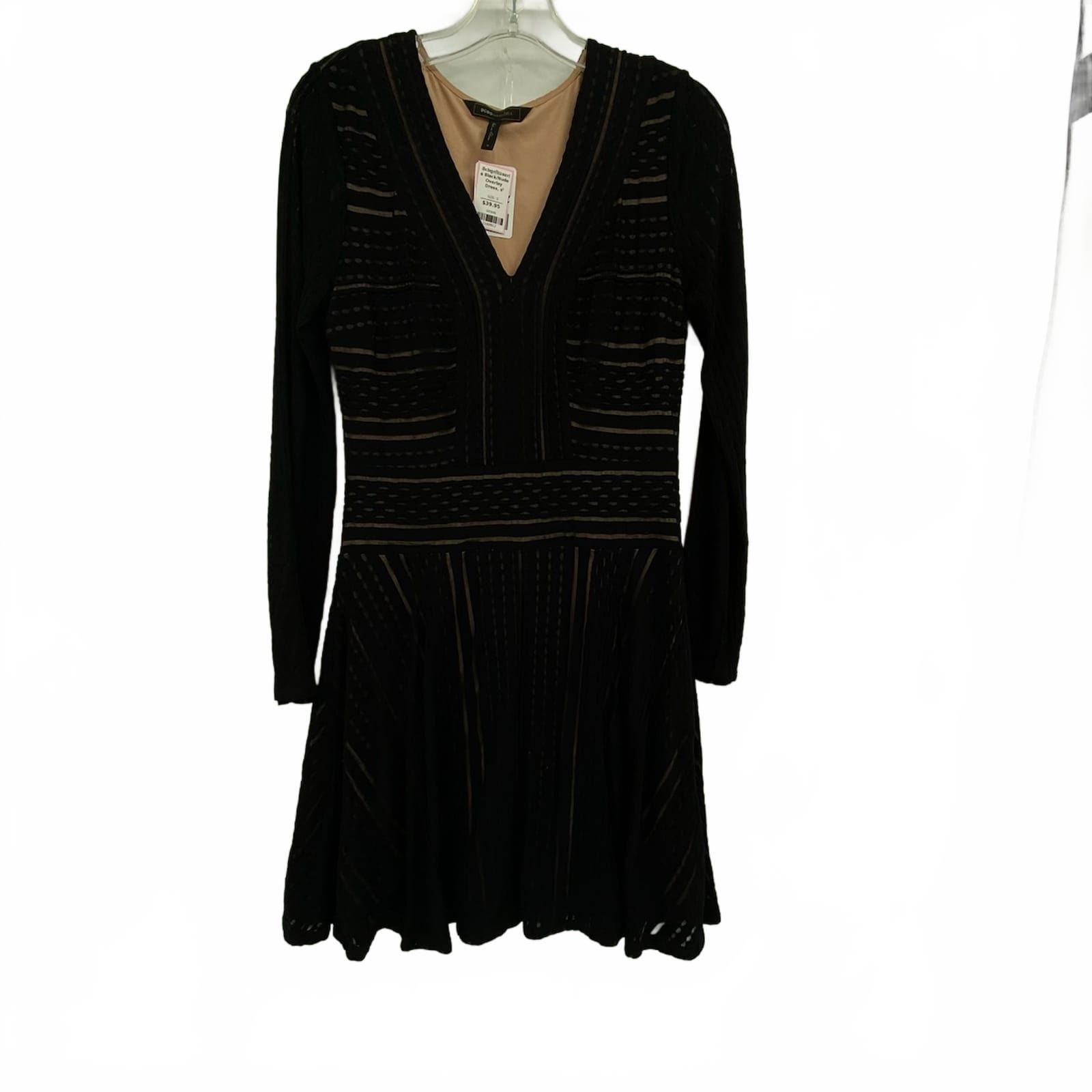 BCBGMaxazria Nude Overlay Dress