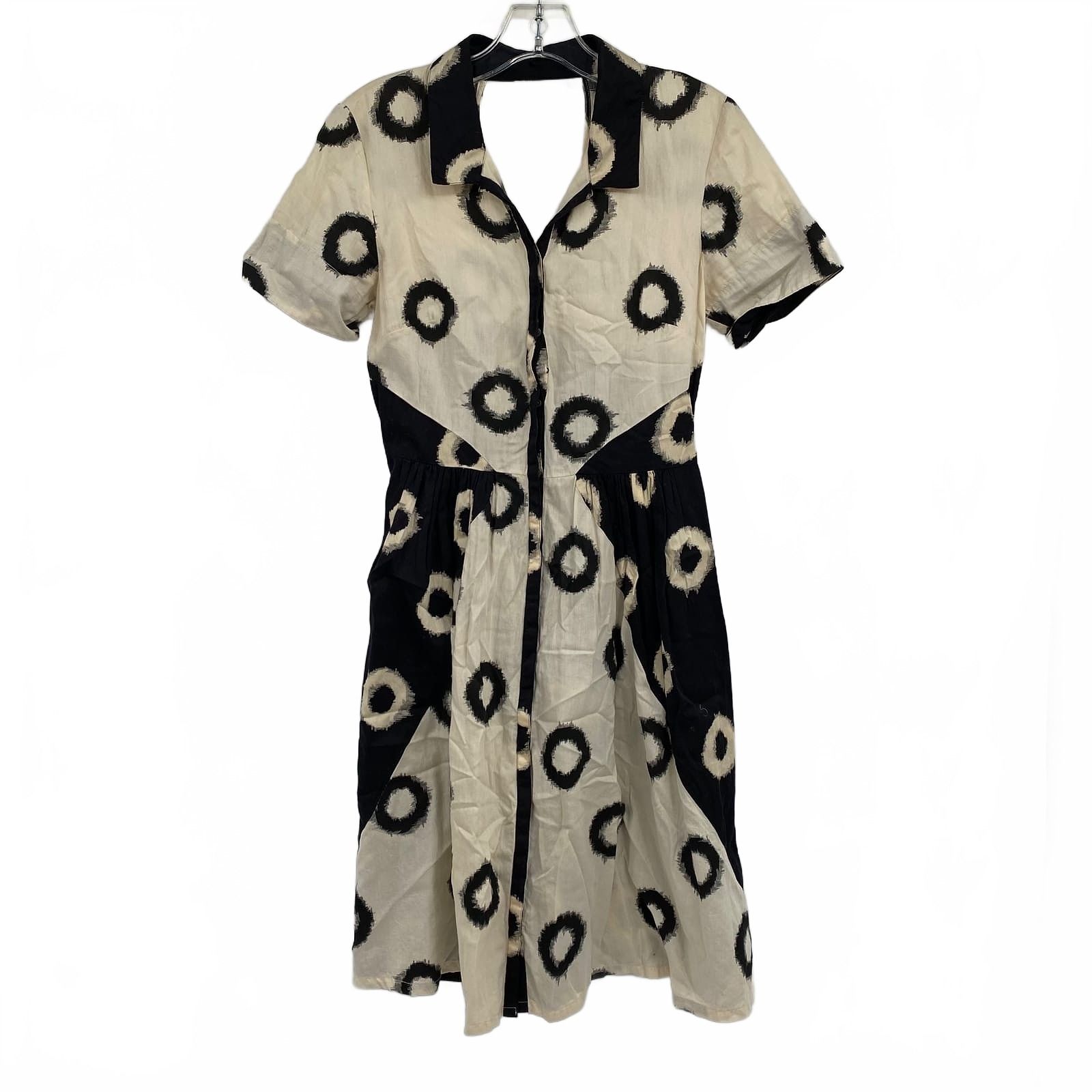 Lil Circle Print Black Mini Shirt Dress