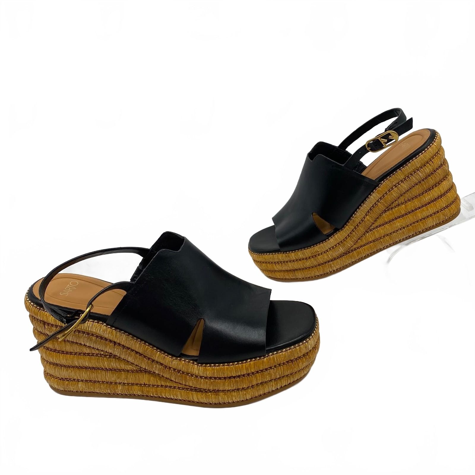 Sarto Tamryn Wedges Black Leather Platform