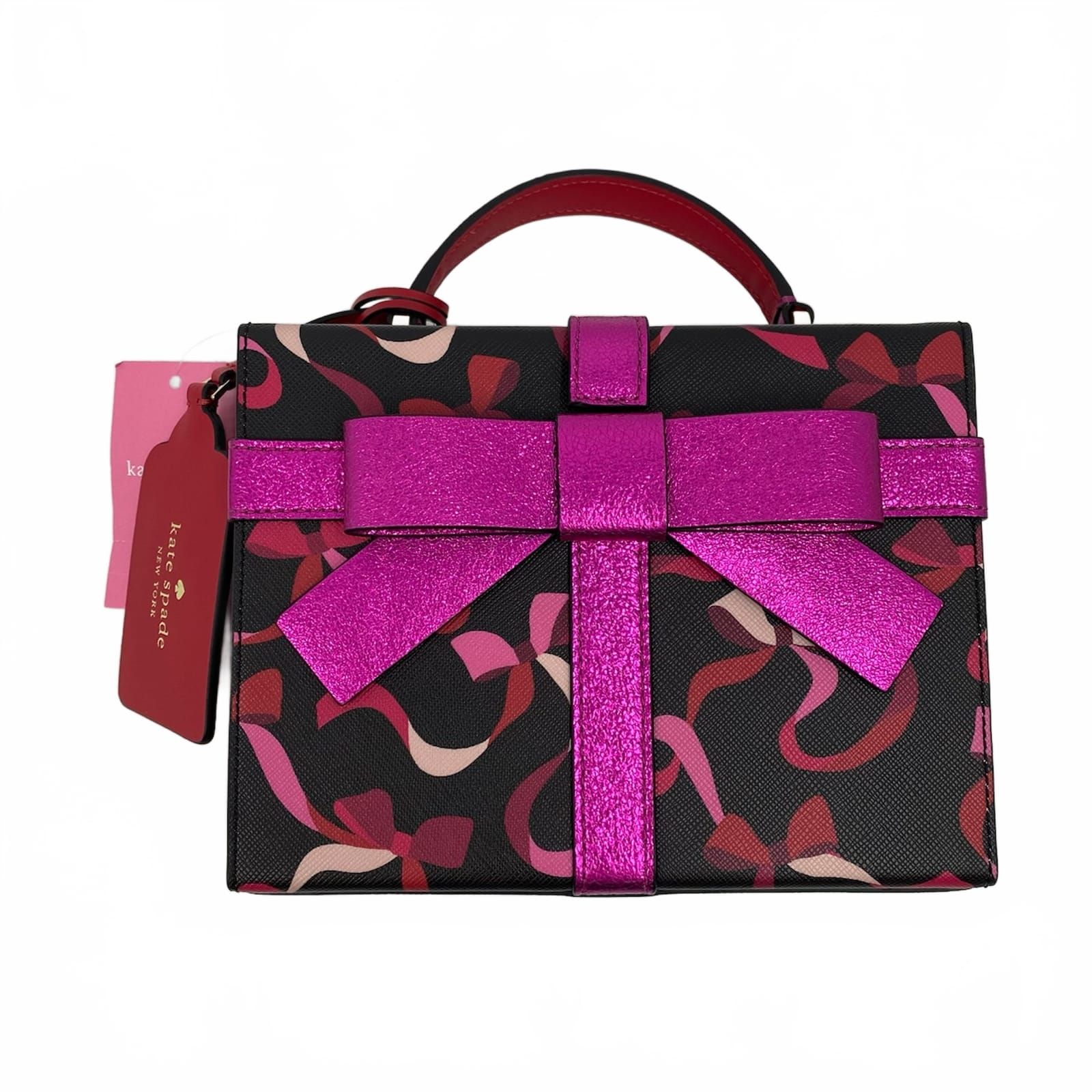 Kate Spade Black Purple Wrapping Party Ribbons Crossbody Bag