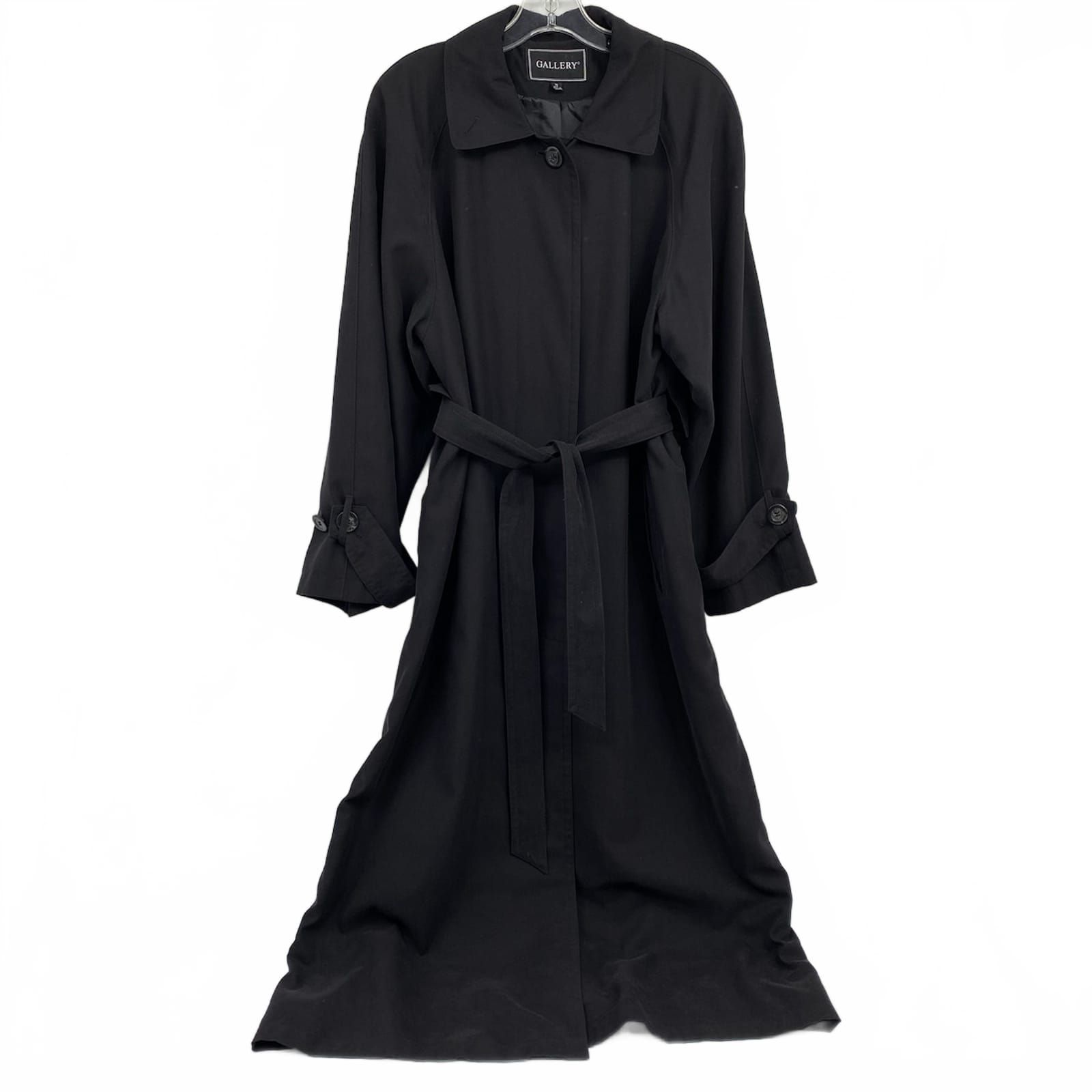 Gallery Black Belted Trench Coat