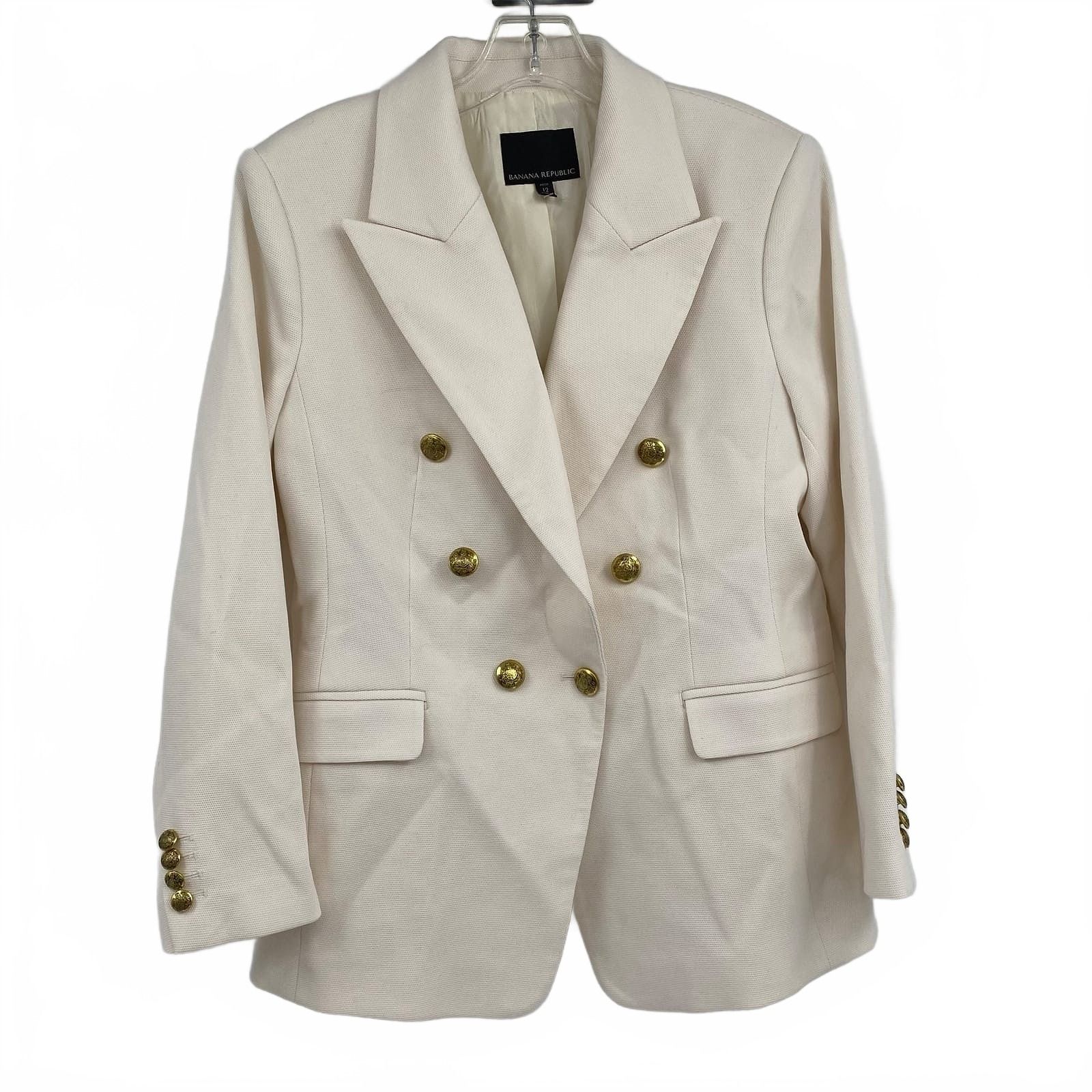 Banana Republic White Double-Breasted Blazer