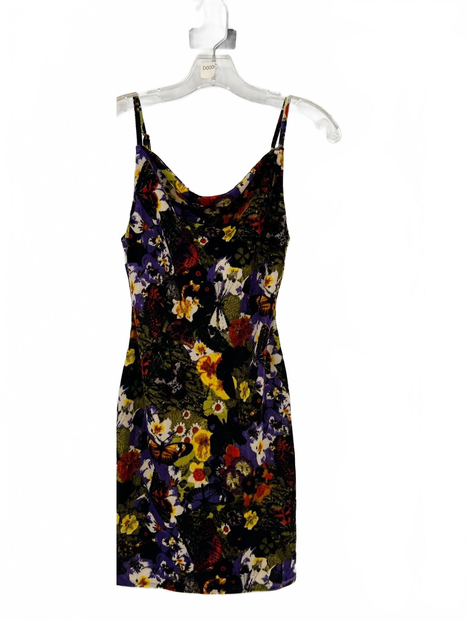 Urban Outfitters Black Velvet Butterfly Mallory Cowl Neck Midi Dress