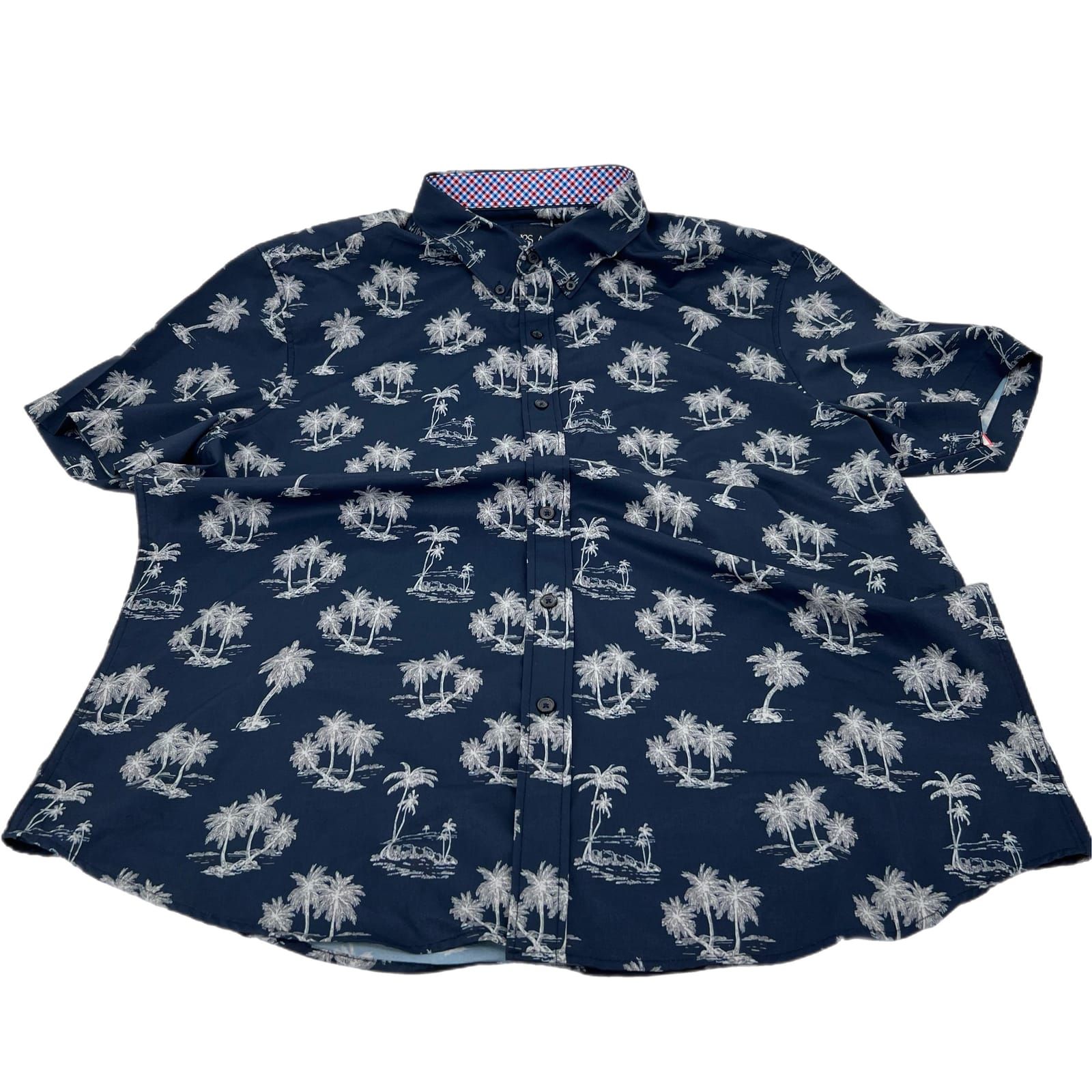 Jos. A. Bank Blue/White Palm Tree Print Short Sleeve Shirt