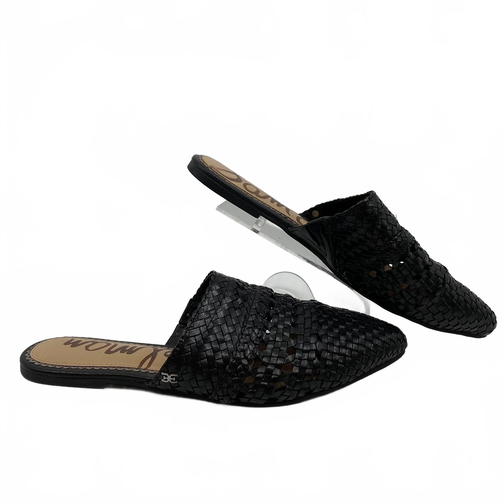 Sam Edelman Black Woven Leather Mules