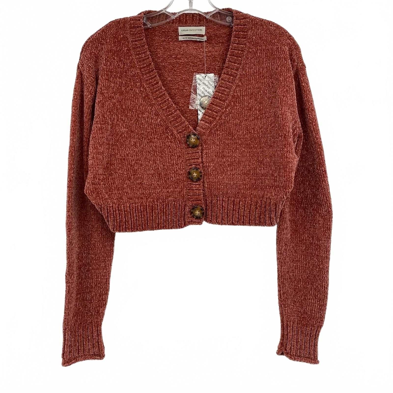 Urban Outfitters Mauve Chenille Cropped Cardigan