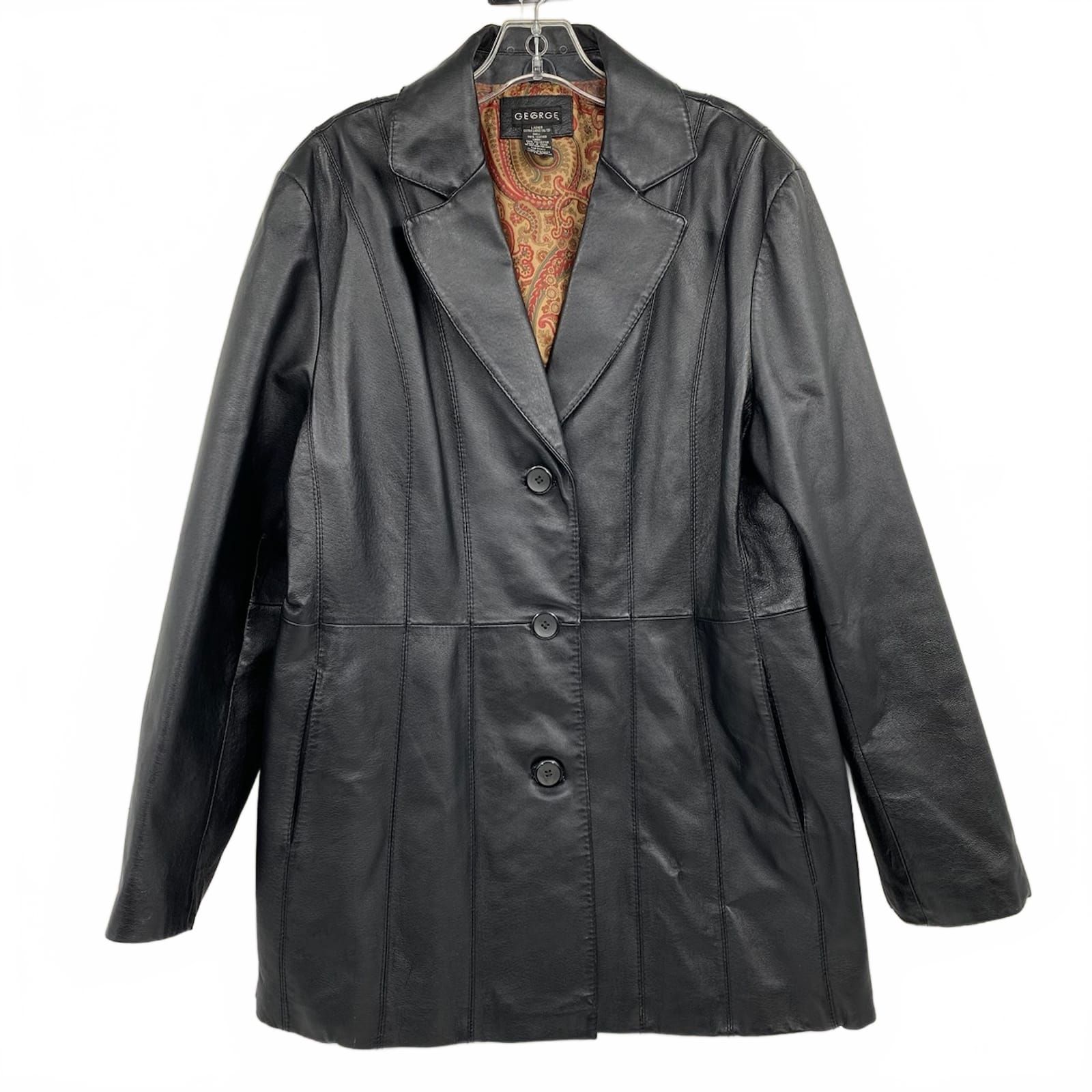 George Black Leather Button-up Jacket