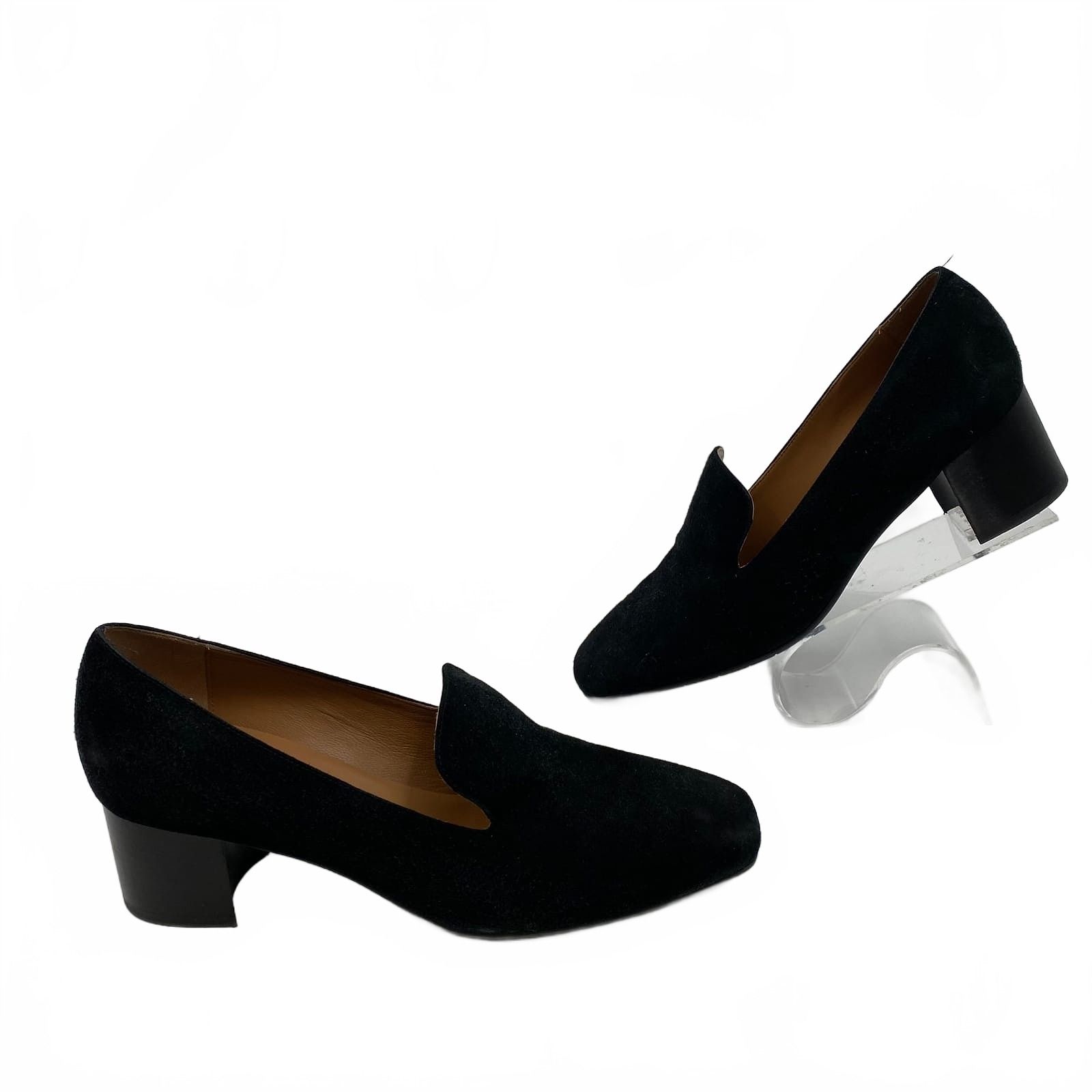 Aquatalia Black Suede Square Toe Pump