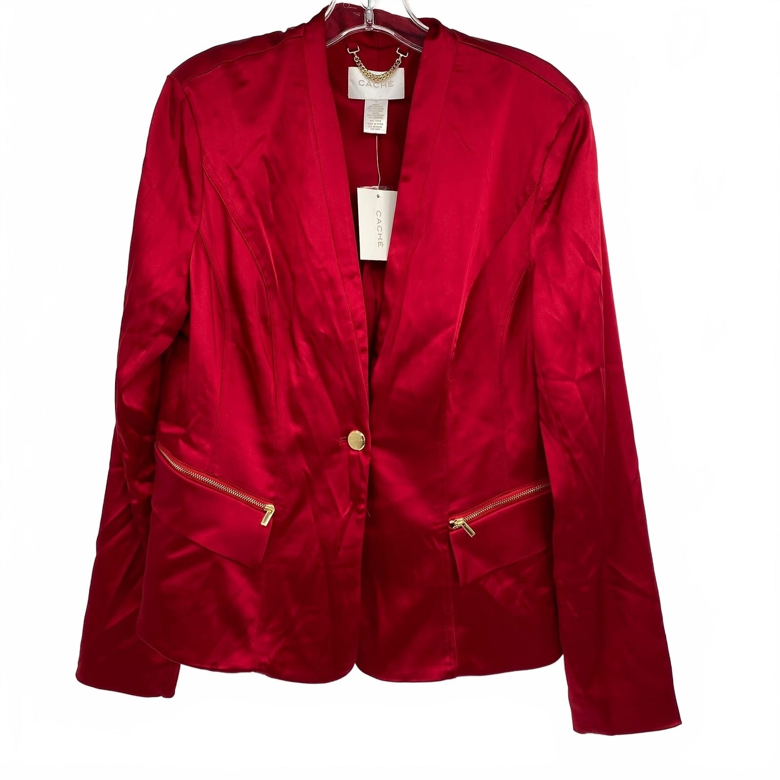 Cache Red Blazer Plus Size Pant Suit