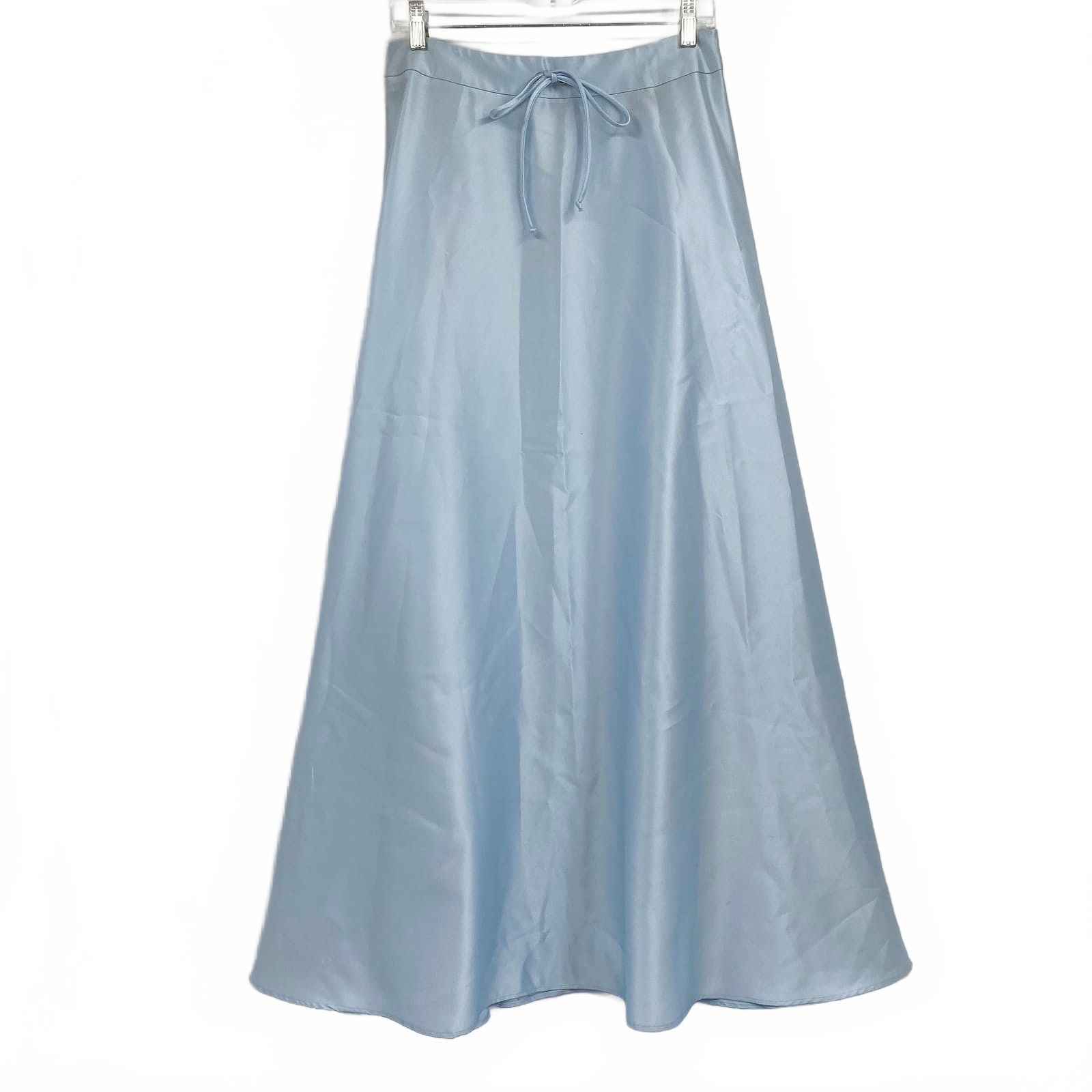 Betsy & Adam Blue Satin Maxi Skirt Millennium Collection