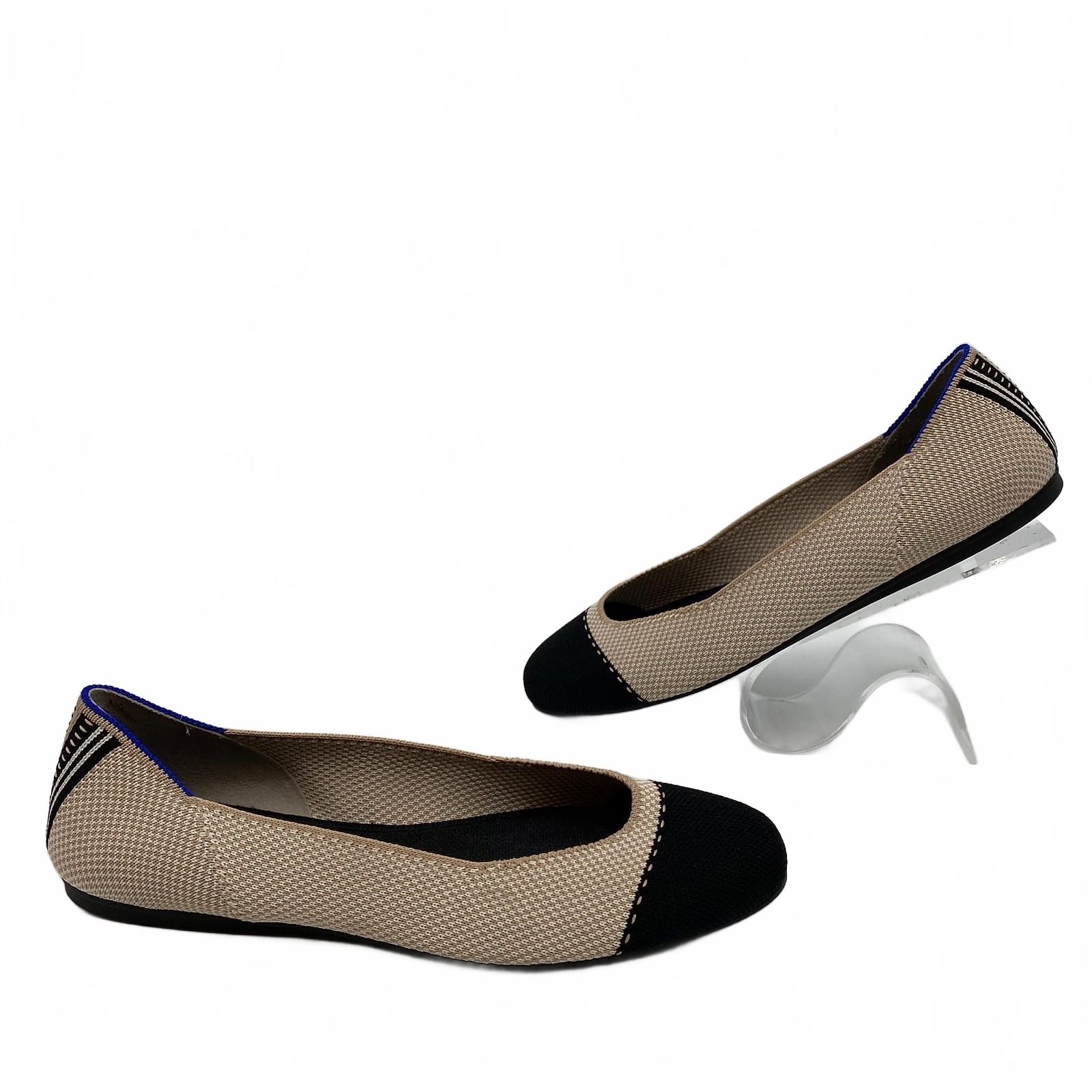 Rothy's Beige Black Flat