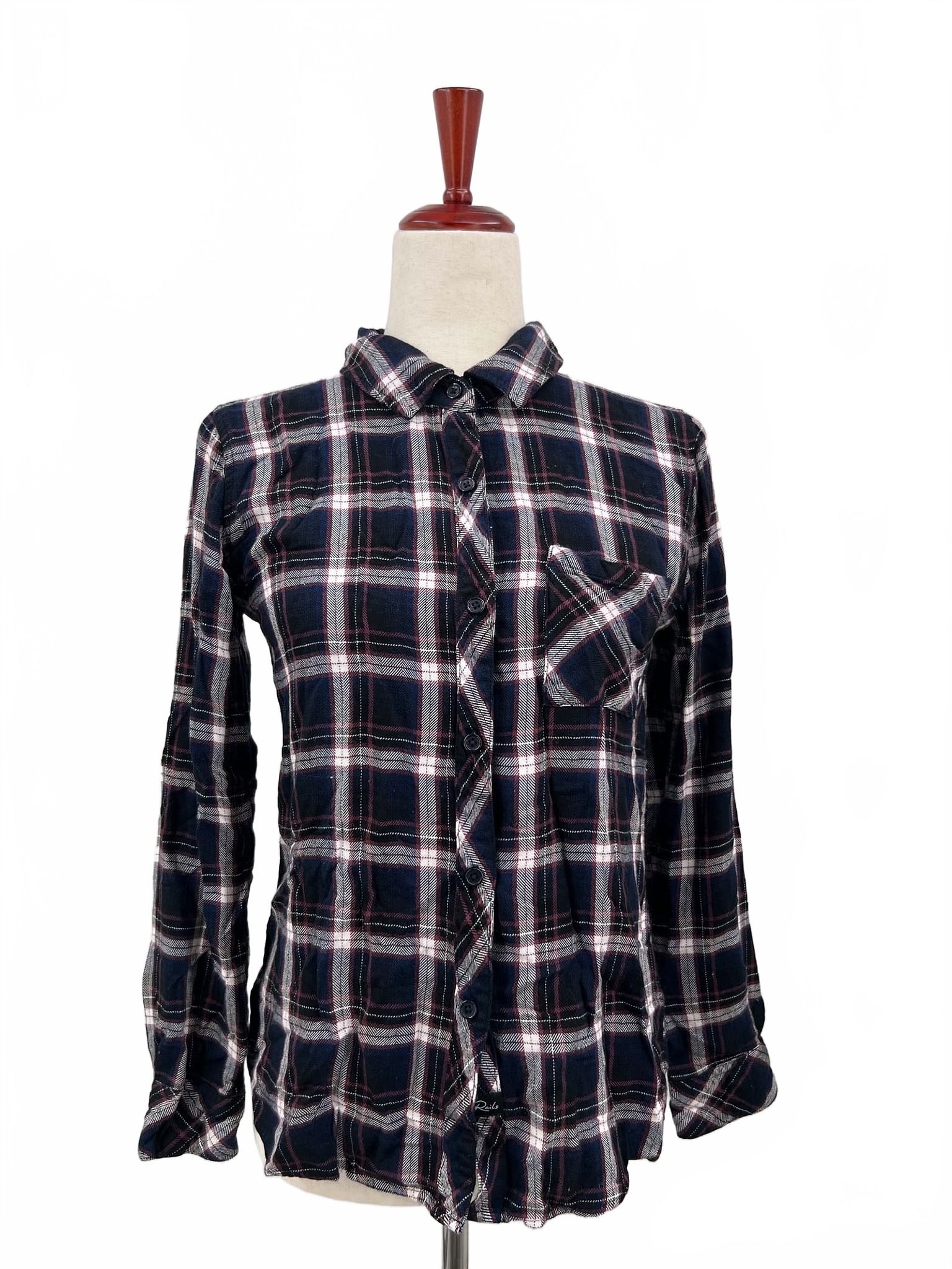 Rails Navy/White/Red Plaid Button-Down Shirt
