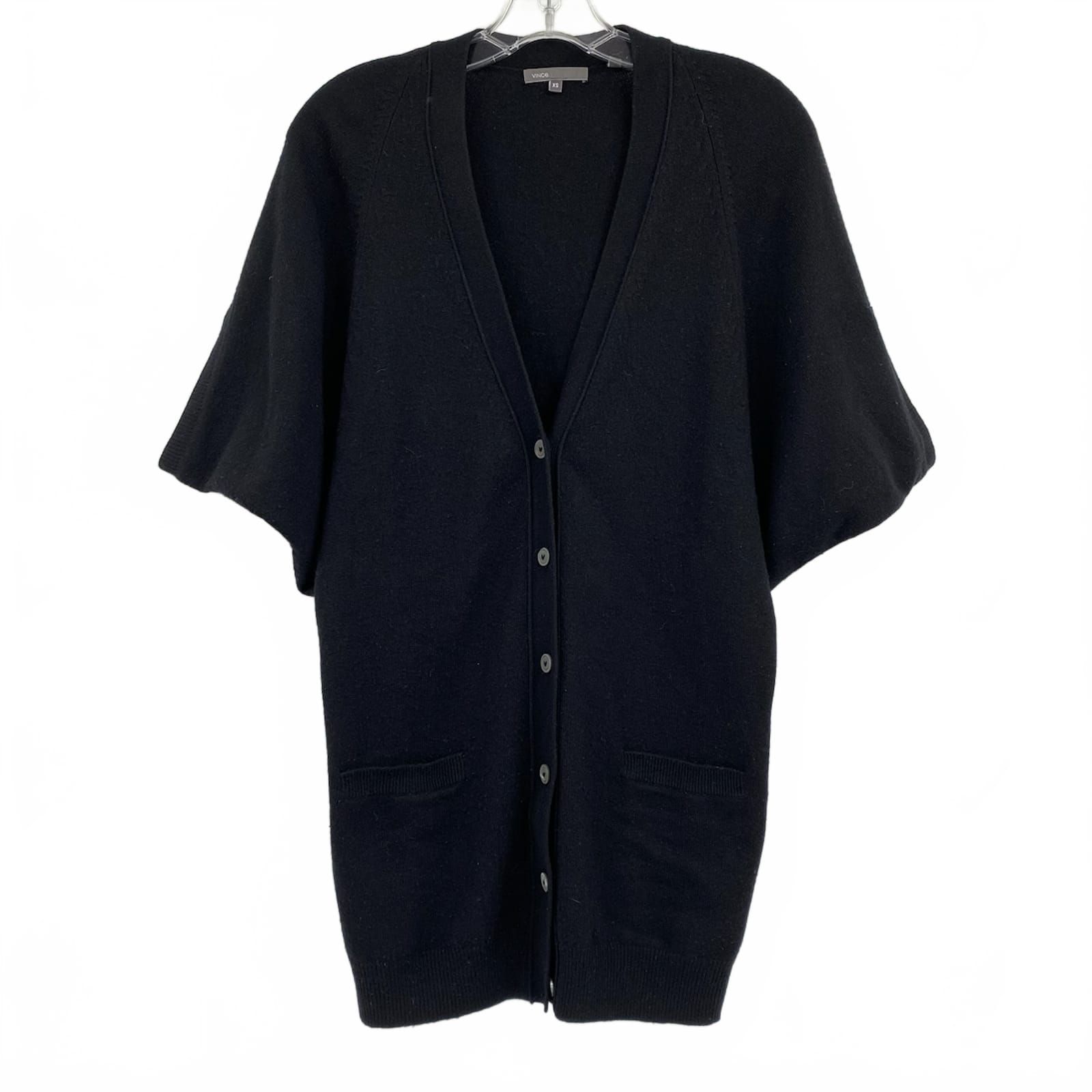 Vince Black Short Sleeved Cashmere Cardigan