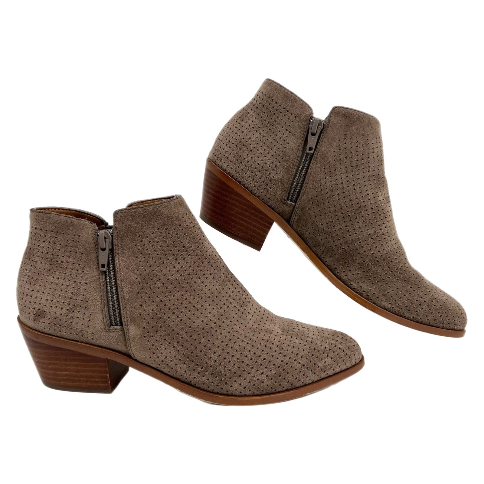 J. Crew Brown Faux Suede Almond Toe Ankle Boots