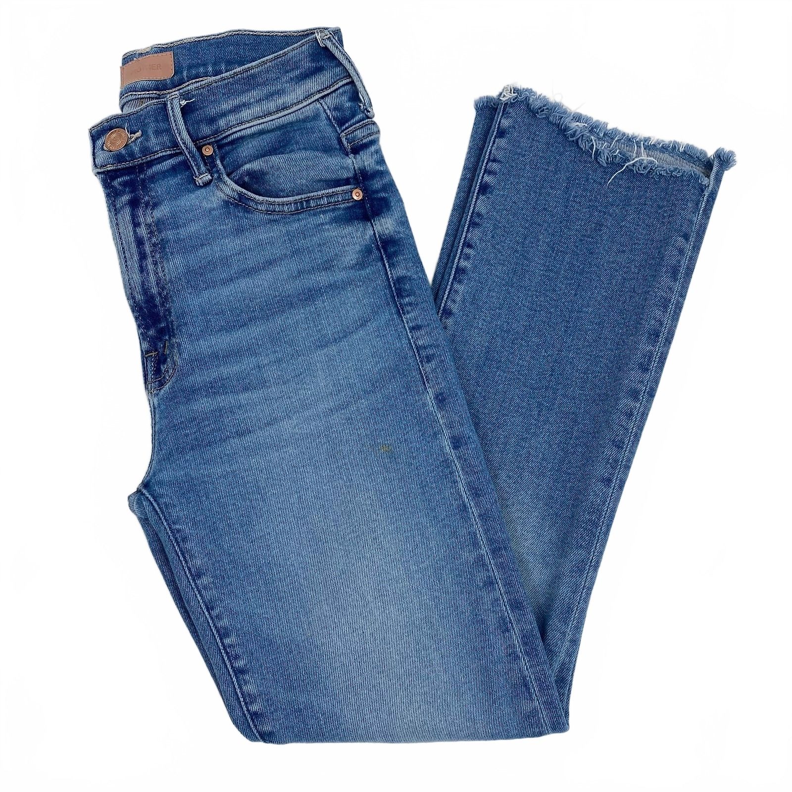 MOTHER Blue Cropped Jeans Insider Crop Fray