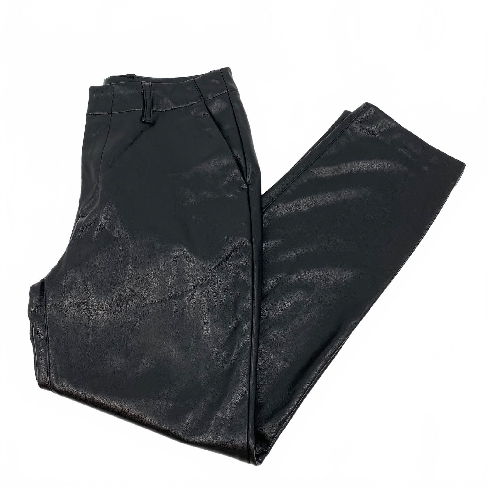 GAP Black Faux Leather Chino Trousers