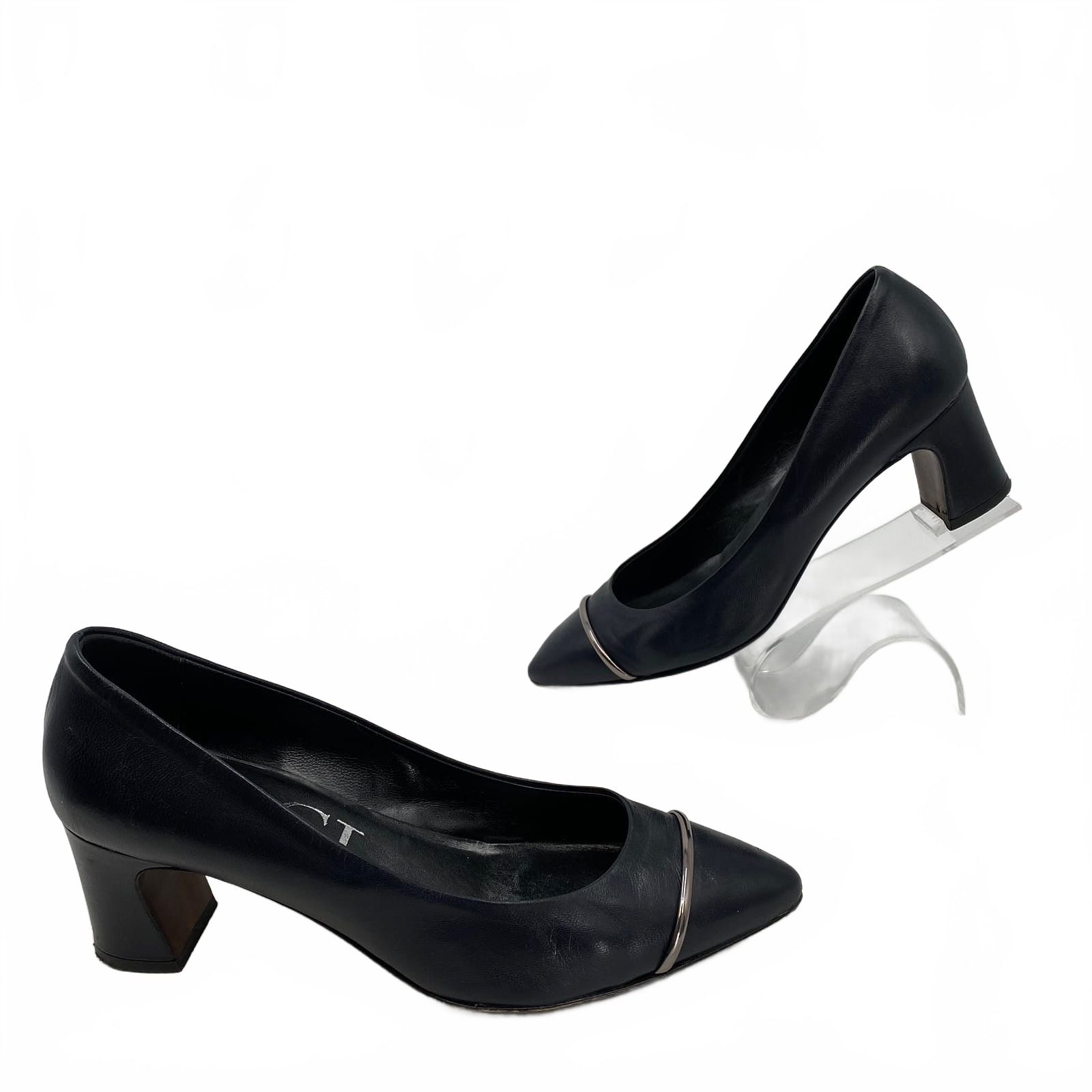 Agl Black Silver Heels Womens 39EU accents
