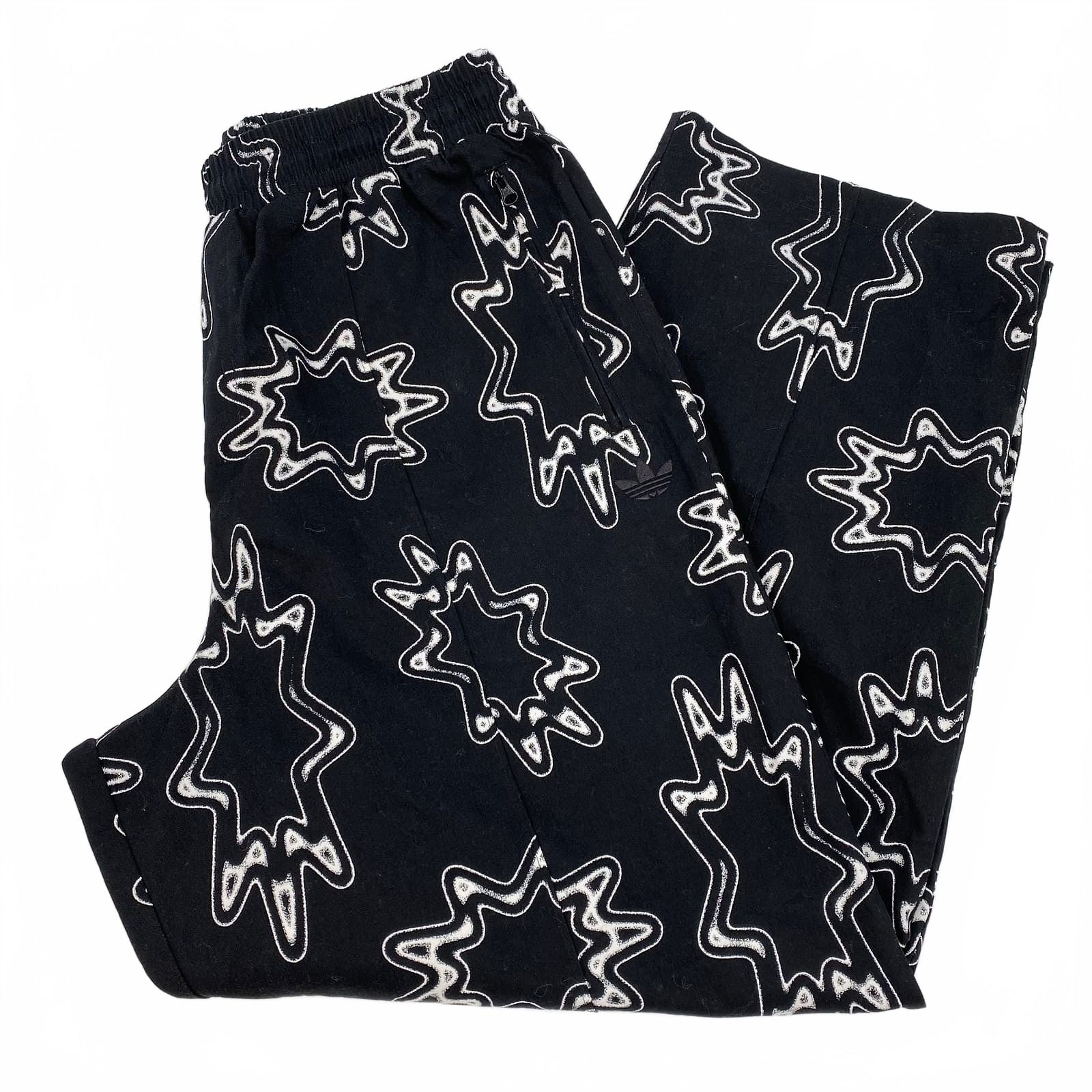 Adidas Black White Star Print Cotton Drawstring Pants