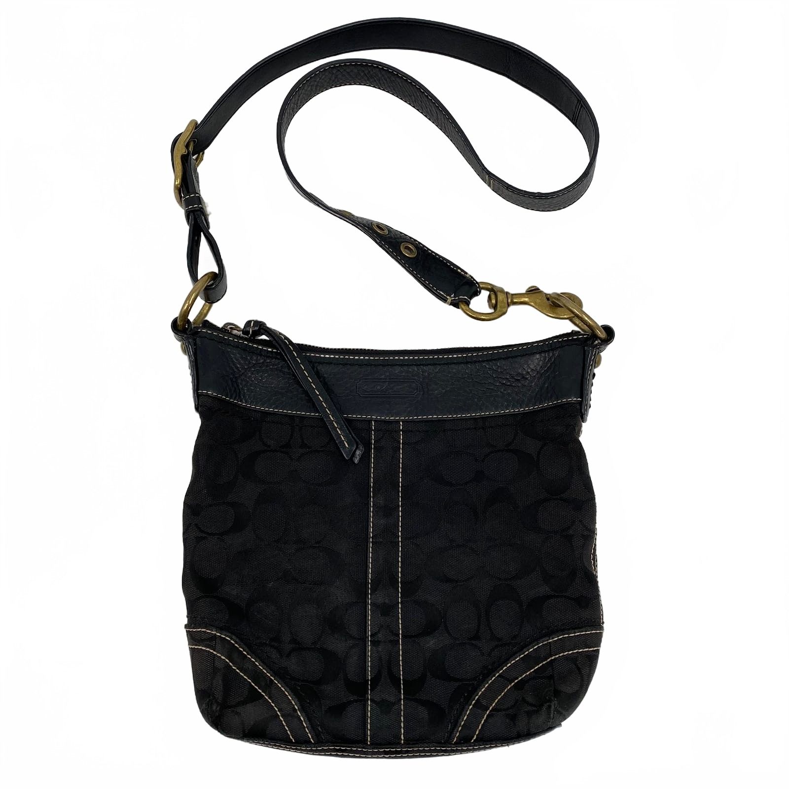 Coach Black Signature C Shoulder Bag Trim