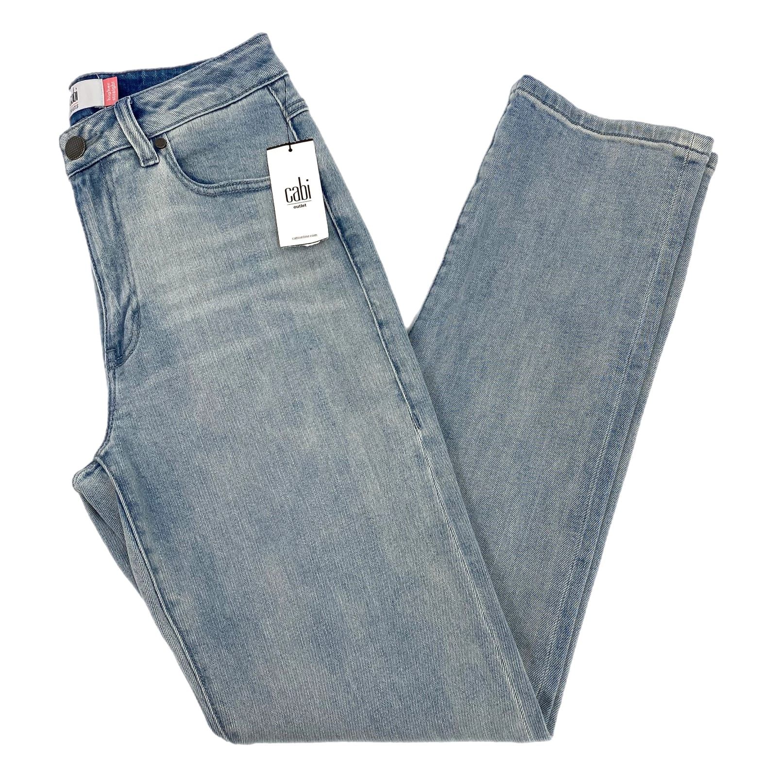 CAbi Blue Straight Leg Jeans Light Wash Mid Rise 30in