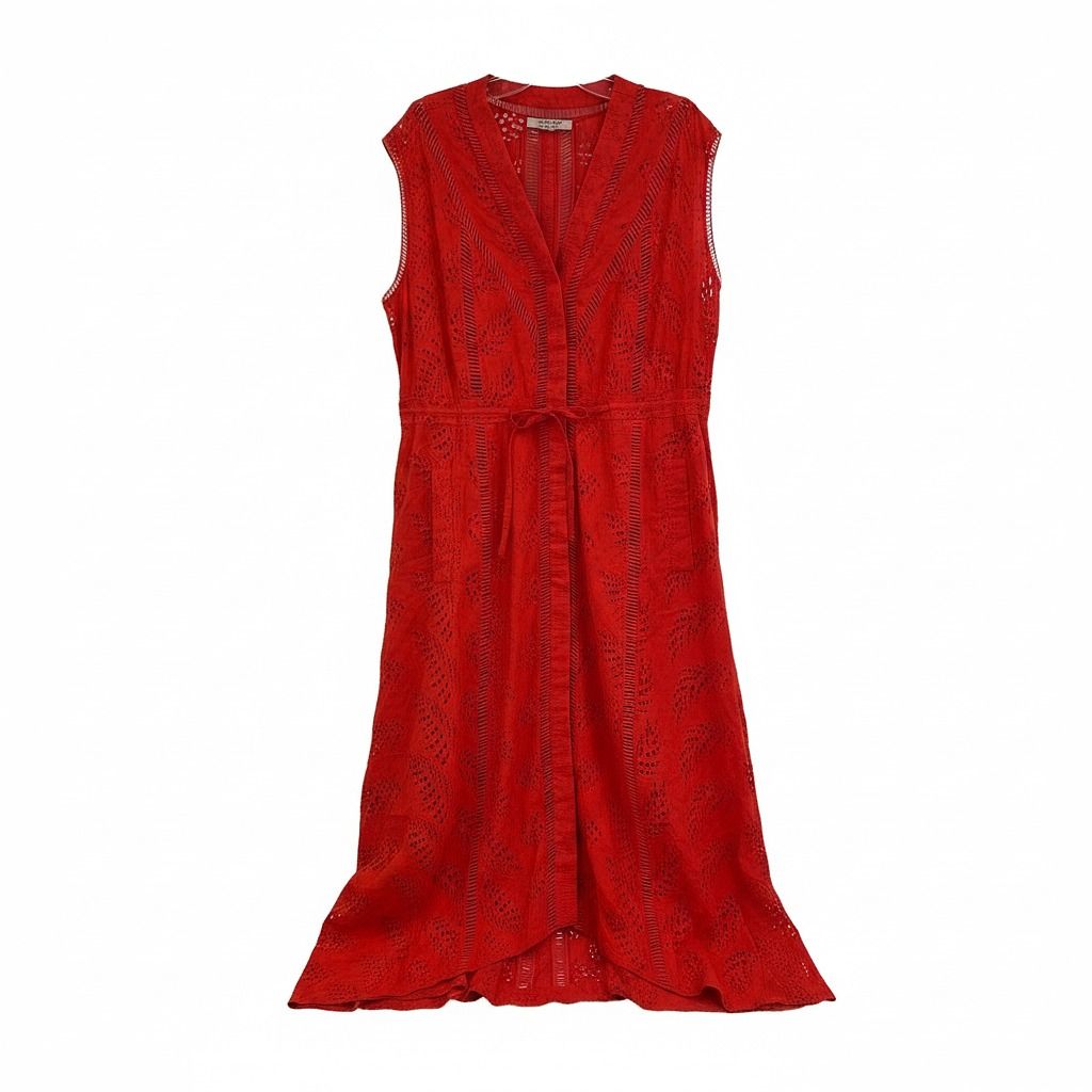 All Saints Red Tate Broderie Eyelet Maxi Dress