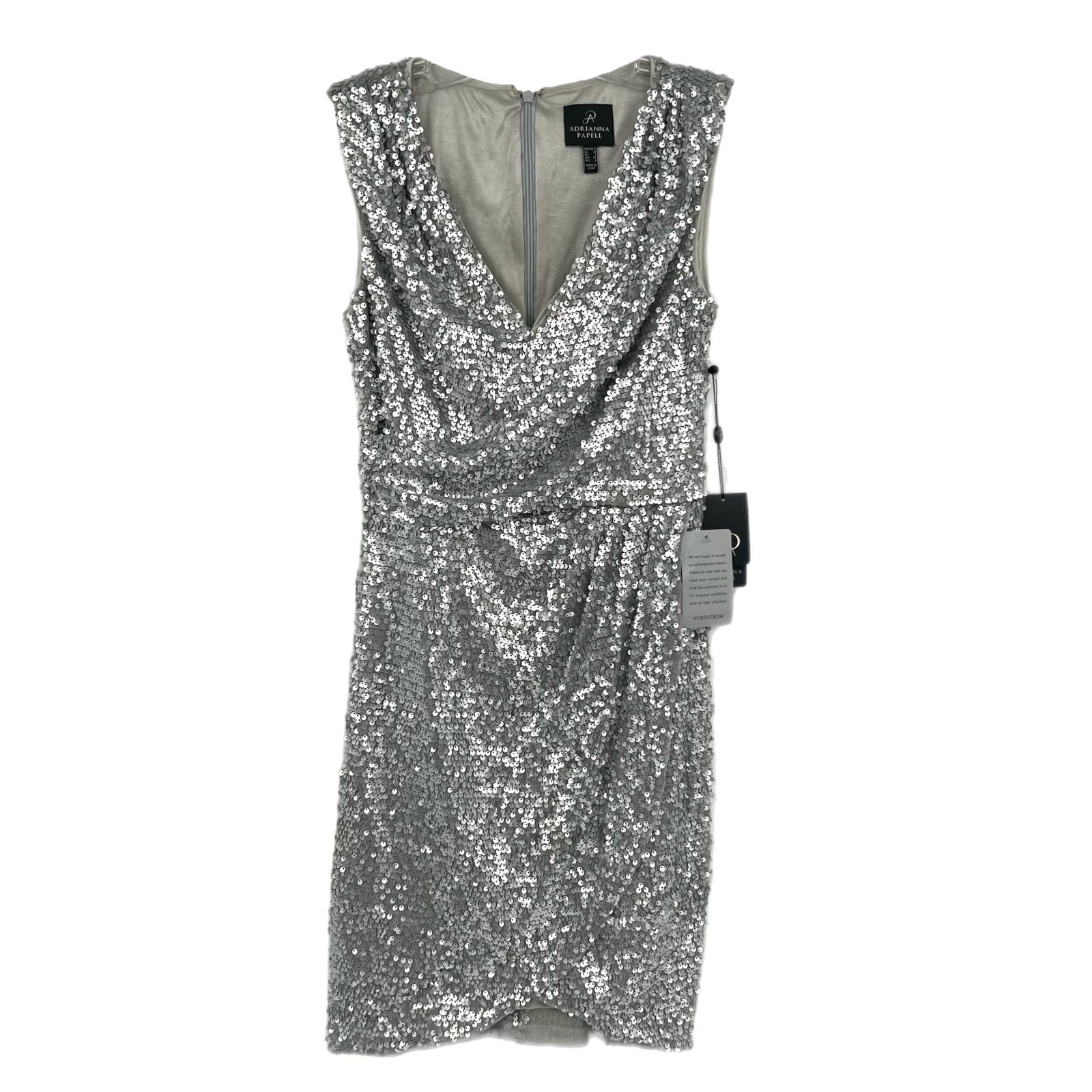 Adrianna Papell Silver Sequin Mini Dress