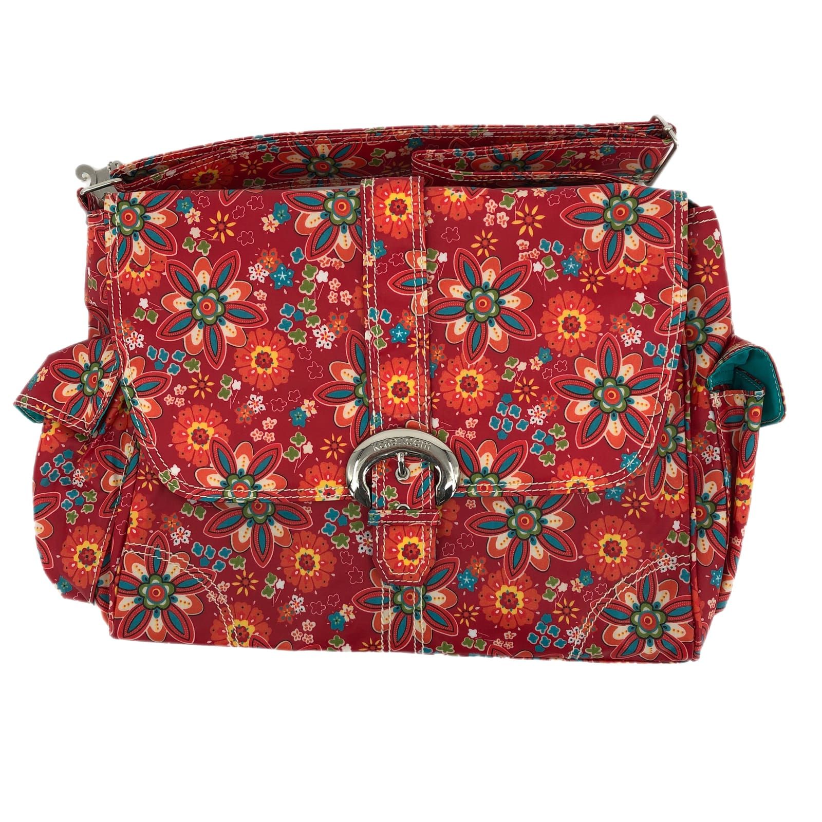 Vibrant Red & Blue Floral Messenger Baby Bag