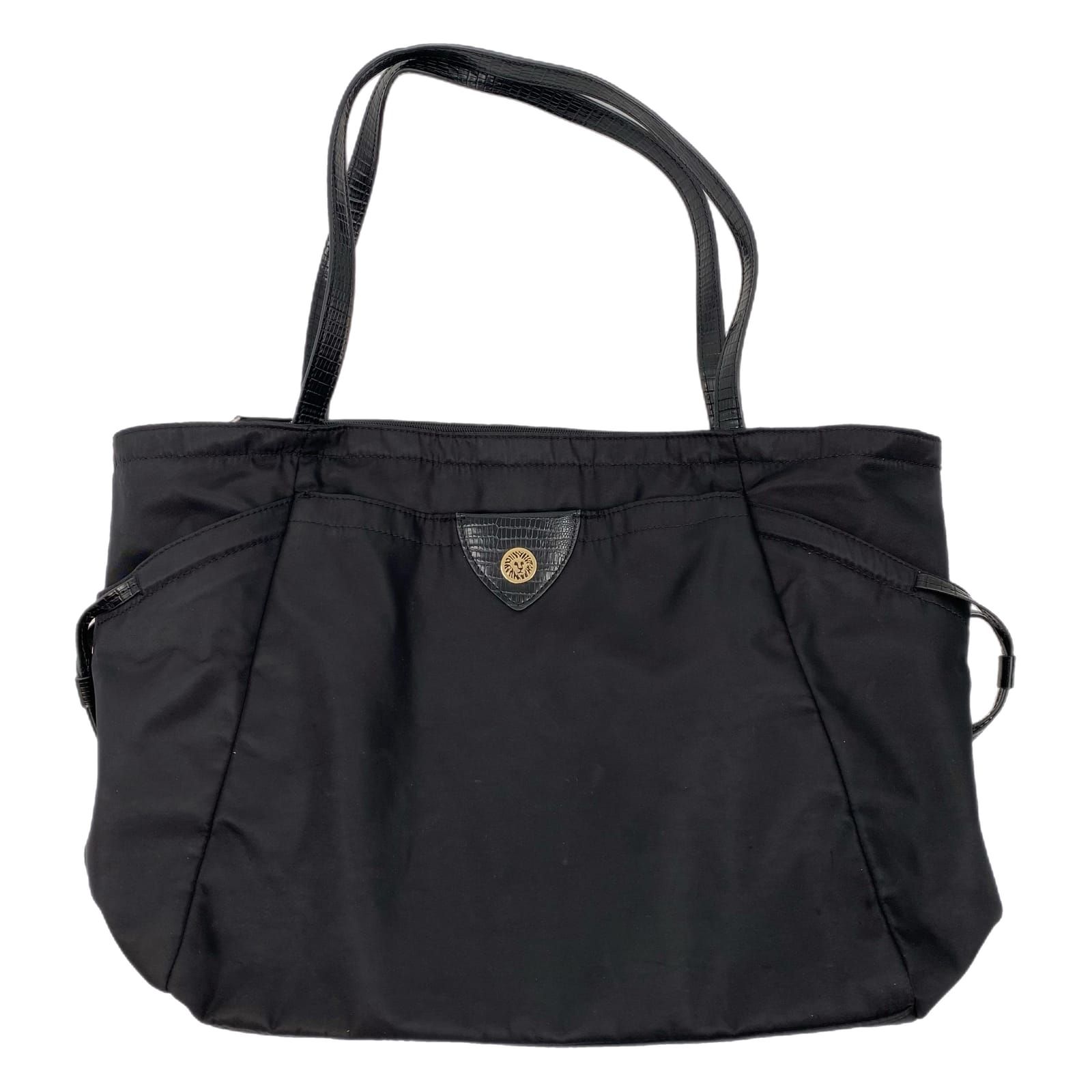 Anne Klein Black Nylon Large Tote Bag