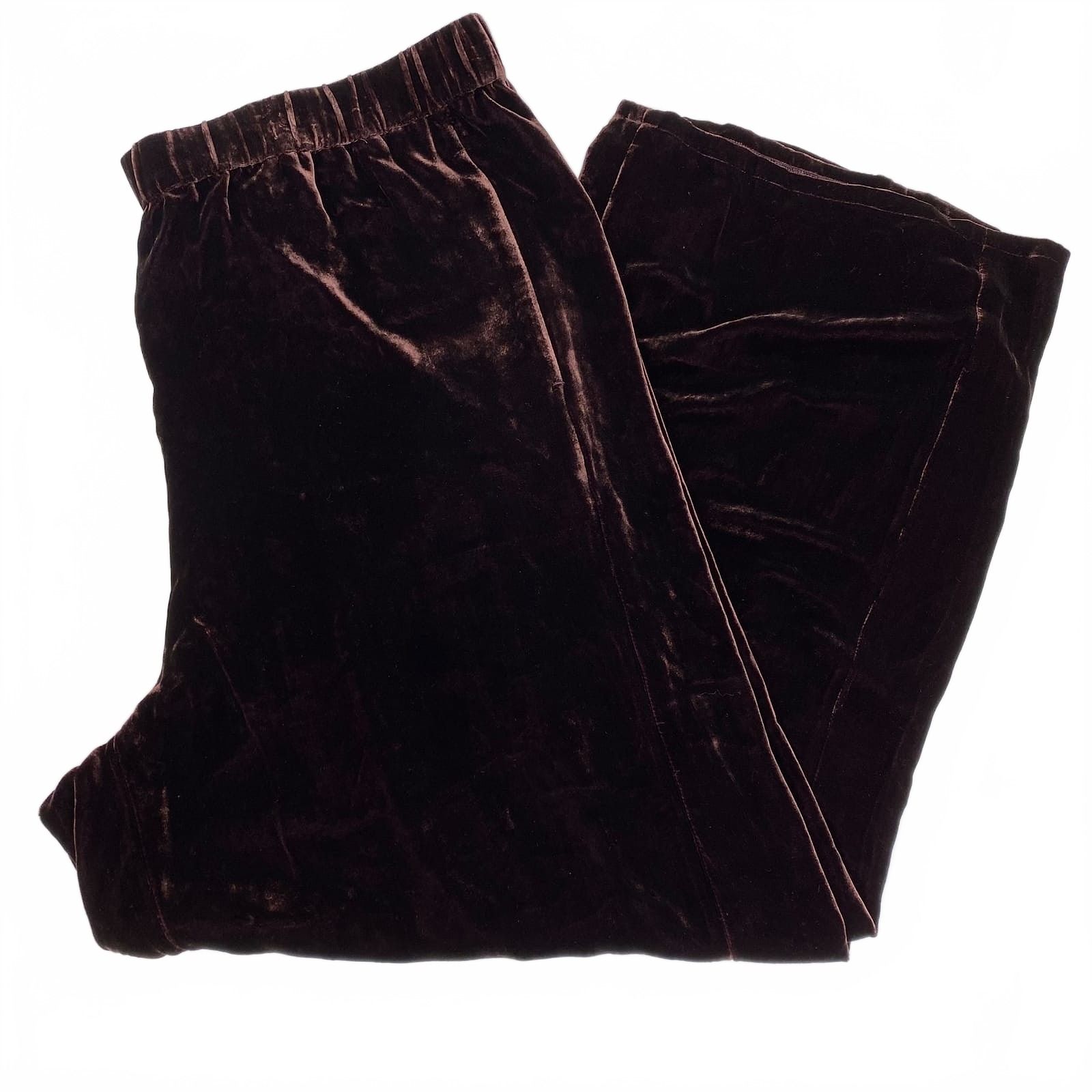 Eileen Fisher Brown Velvet Wide-Leg Ankle Pants