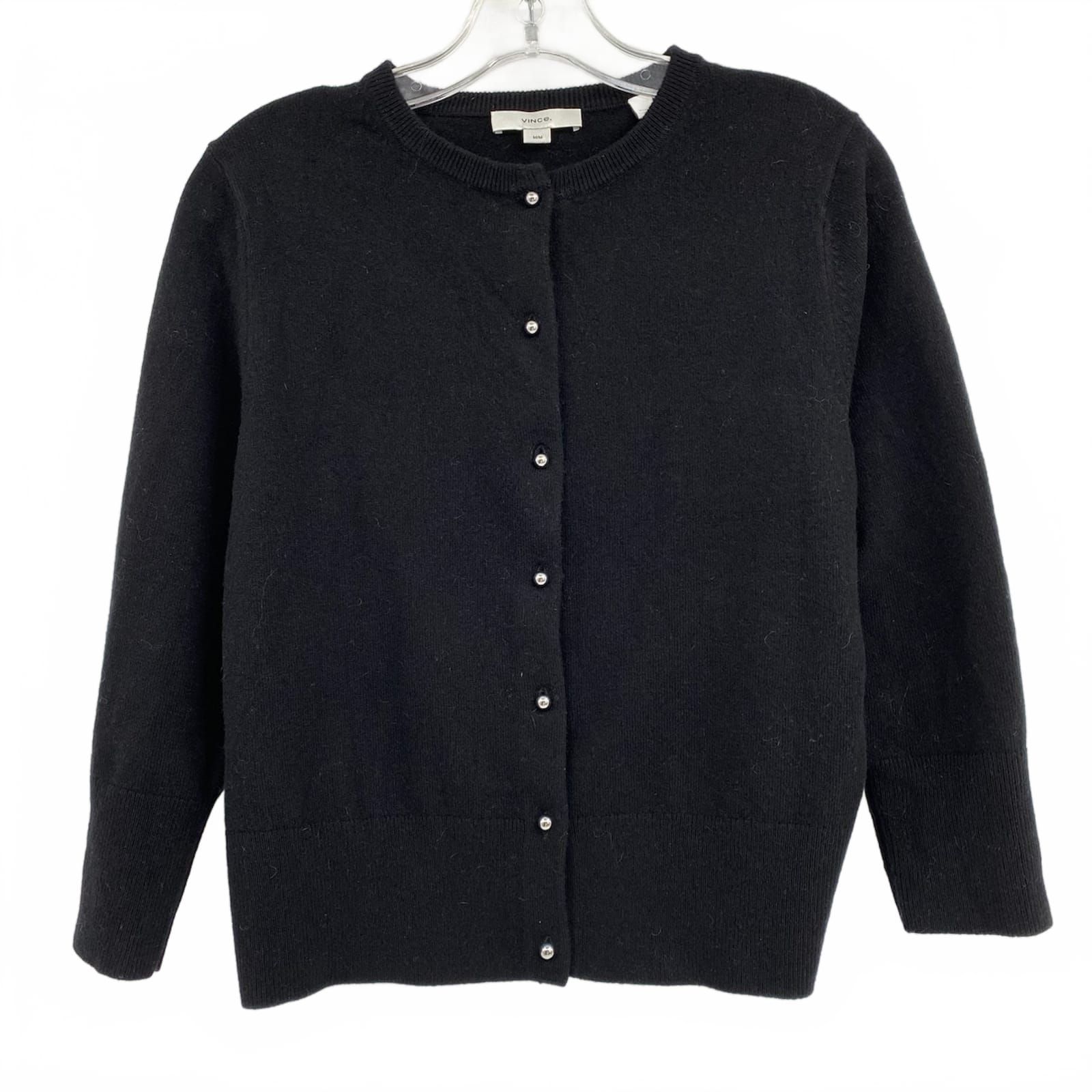 Vince Black Wool Cashmere Blend Cardigan