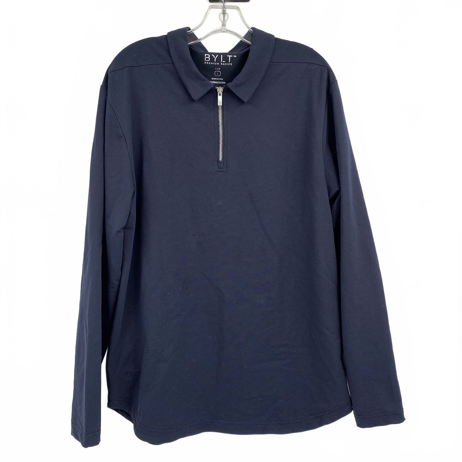 BYLT Blue Cotton Blend Quarter Zip Tee