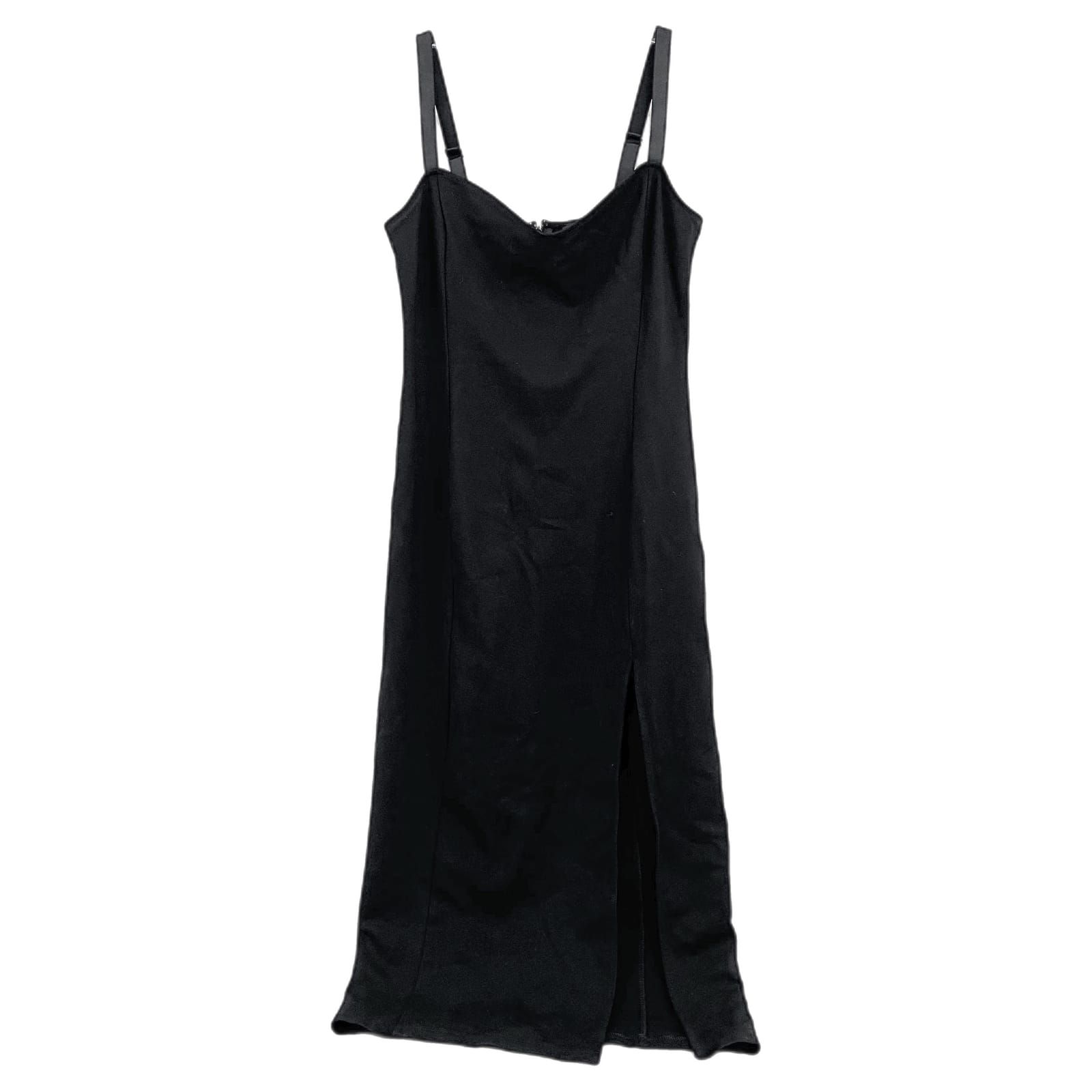 Babaton Black Sleeveless Midi Dress with Side Slit