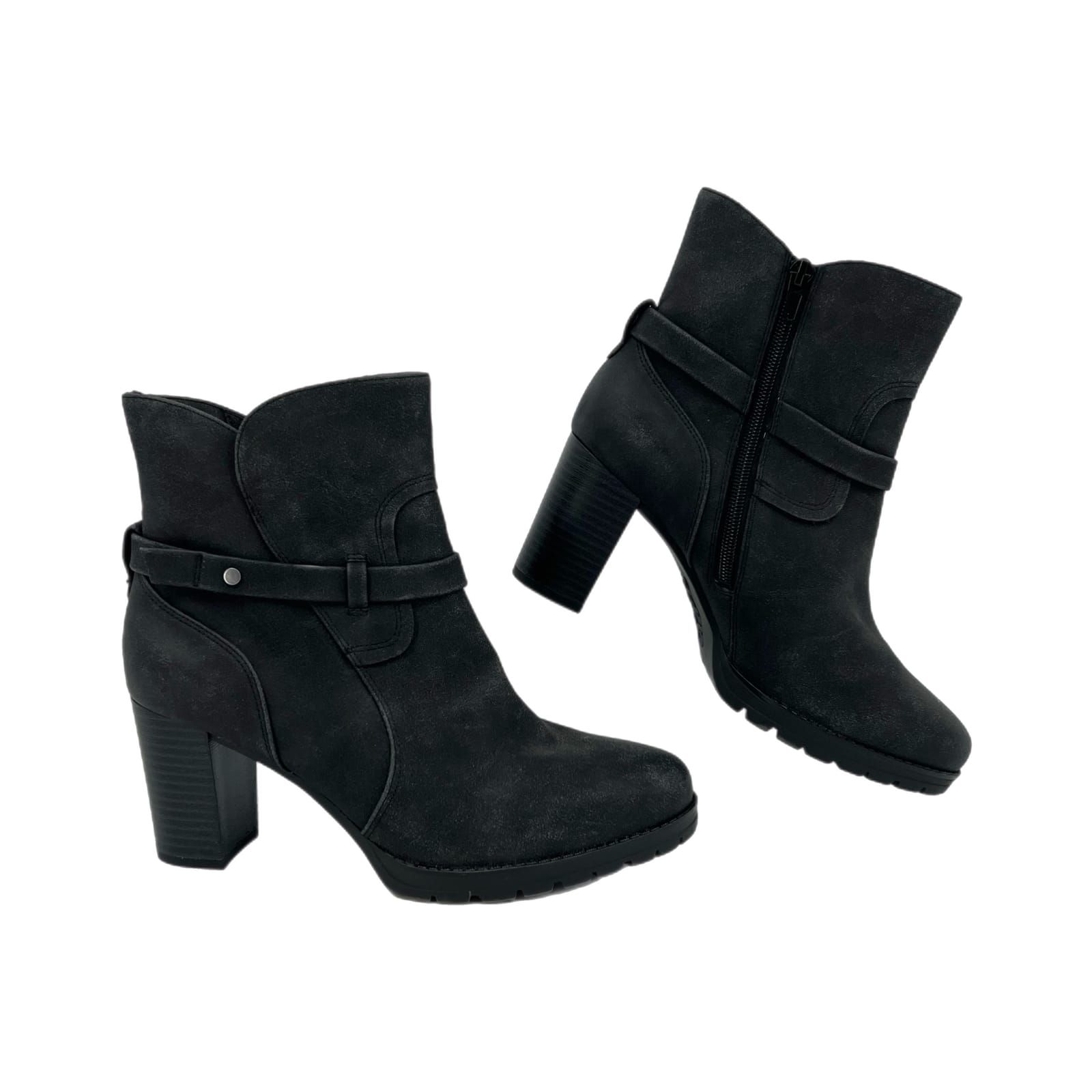 Naturalizer Gray Faux Leather Heeled Boots