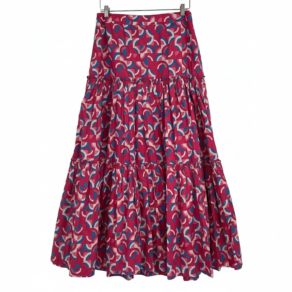Sundance Pink Blue Patterned Cotton Maxi Skirt