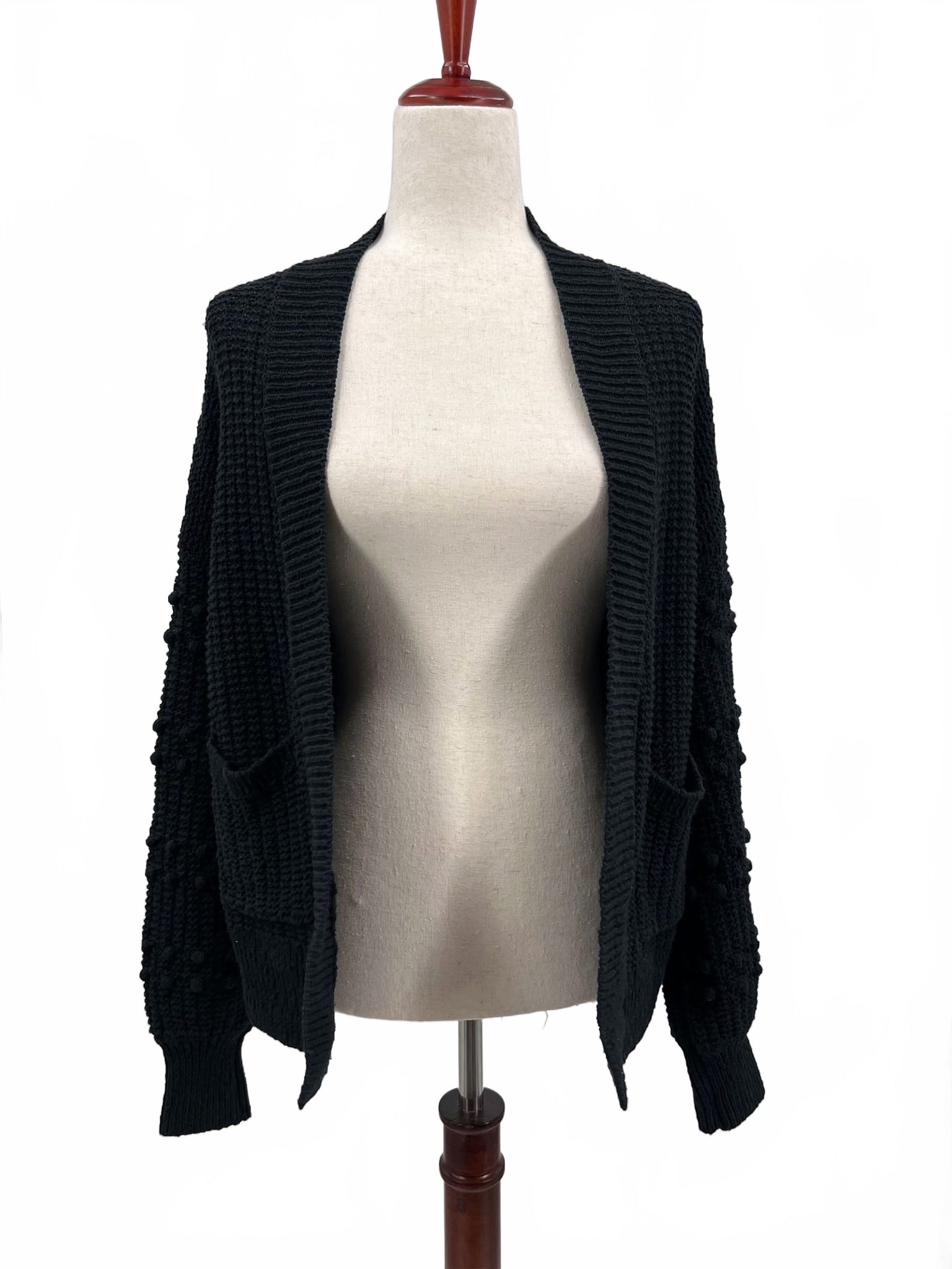 Madewell Black Bubble Sleeve Open Front Cardigan