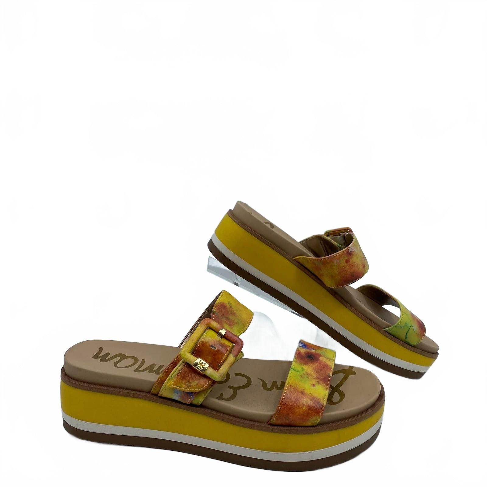 Sam Edelman Augustine Yellow Leather Slip-On Sandals